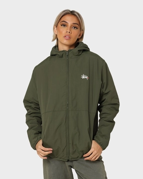 Stussy Graffiti Nylon Hooded Jacket Flight Green Stretchable Material