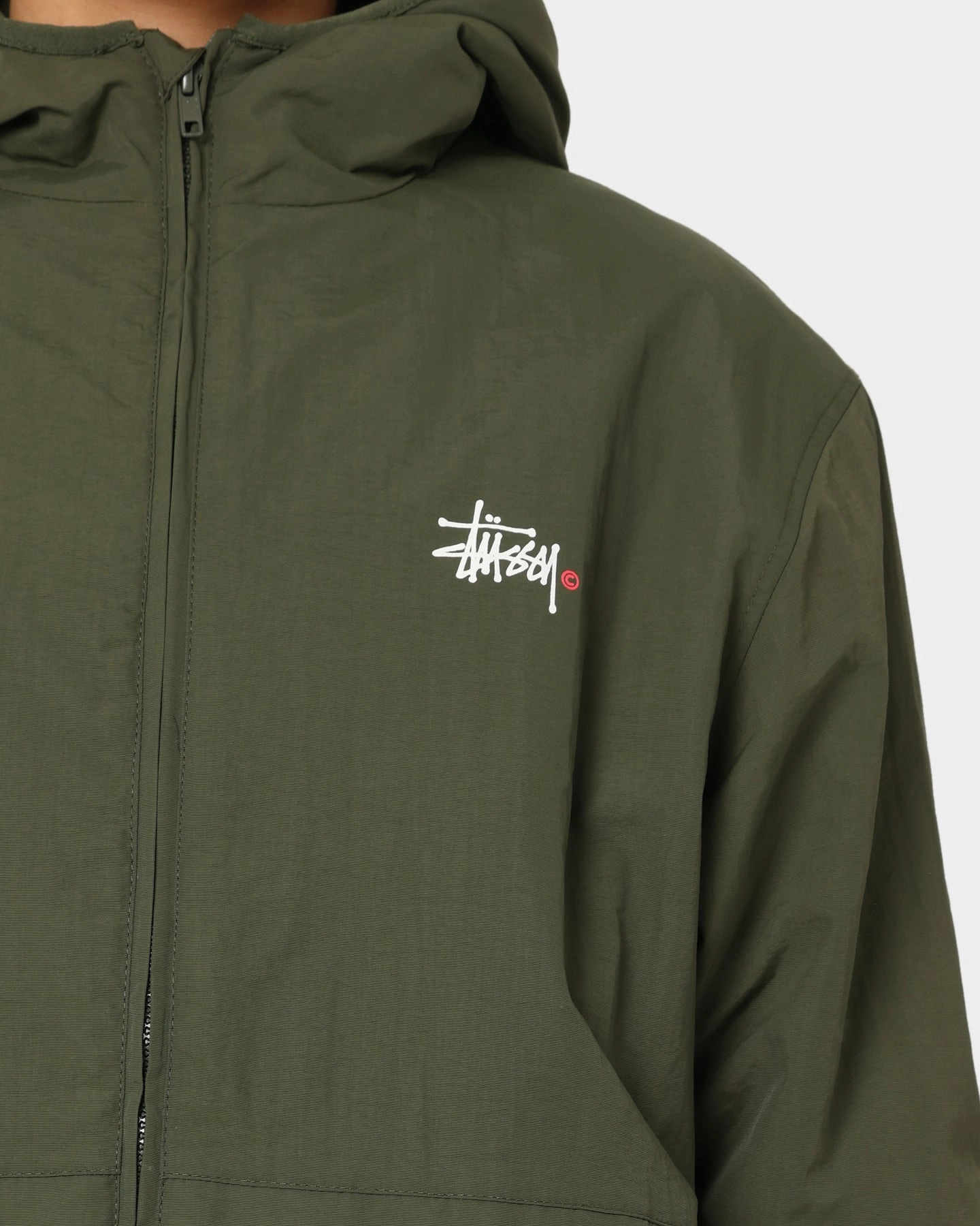 Protective Gear Stussy Graffiti Nylon Hooded Jacket Flight Green