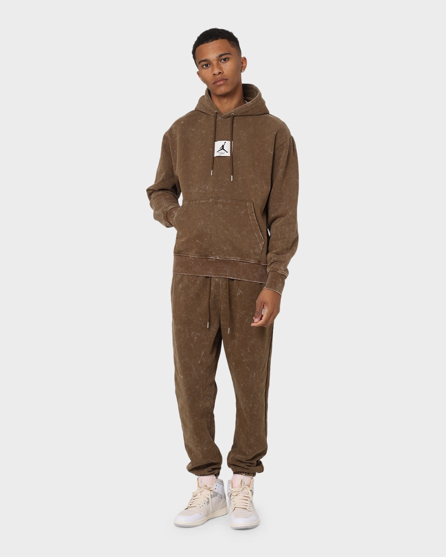 suitable for autumn festivals Convertible Design Jordan Essential Statement Washed Fleece Pullover Hoodie Light Olive