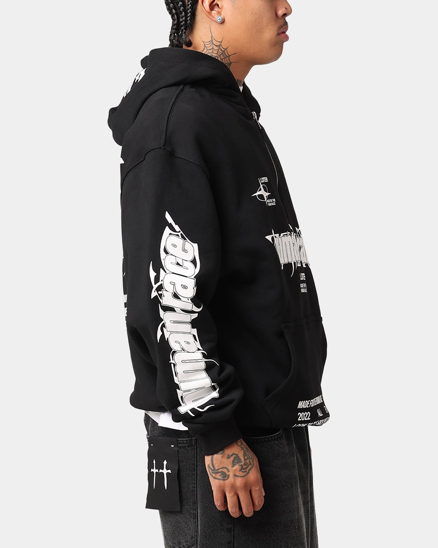 Mouthwash Loiter Rave Zip Hoodie Black