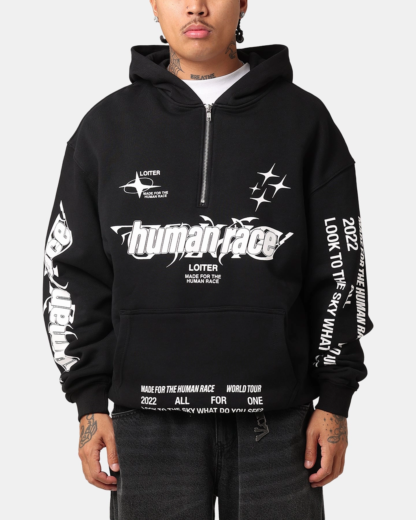 Loiter Rave Zip Hoodie Black Double layer fabric Faith