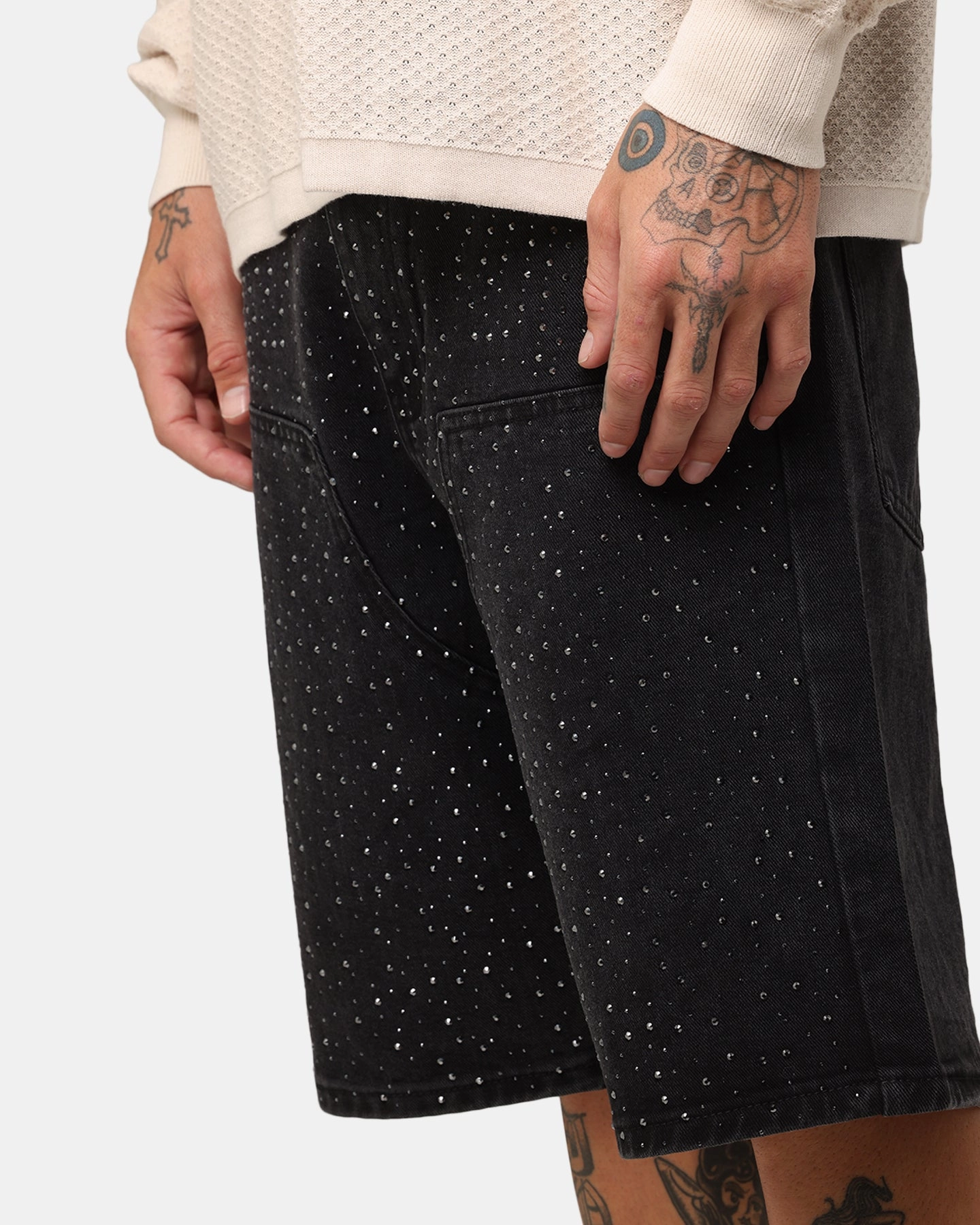 Urban Fashion XXIII Diamond Buckle Back Jorts Black