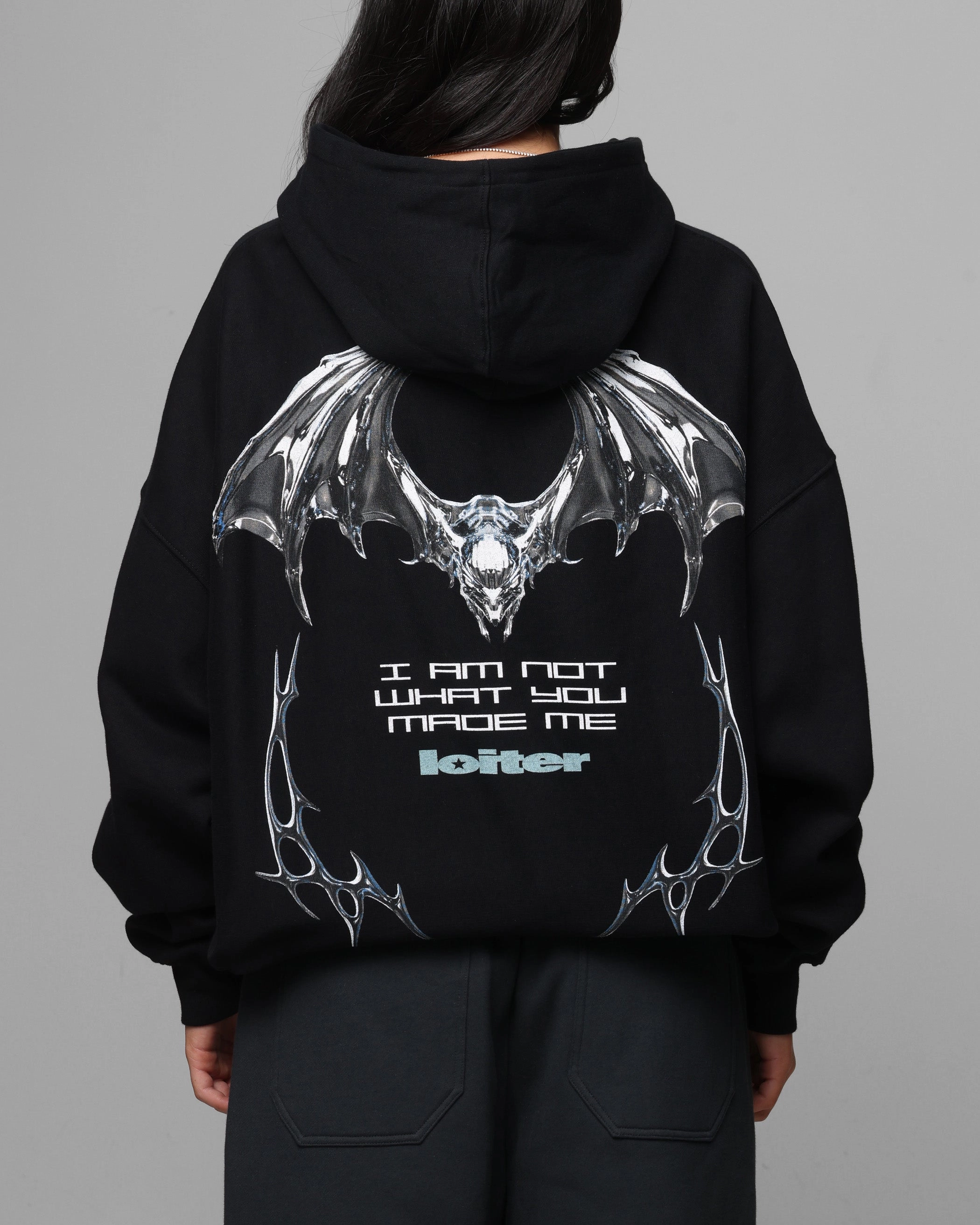 Criticism Stretch Knit Fabric Loiter Chrome Deceiver Hoodie Black