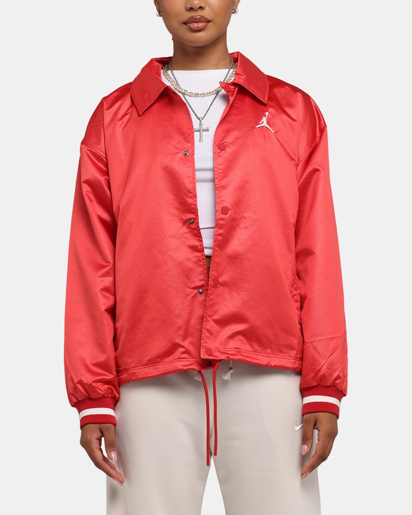 Flexible Zipper System Water-Resistant Layer Jordan Women's Coaches Jacket Varsity Red