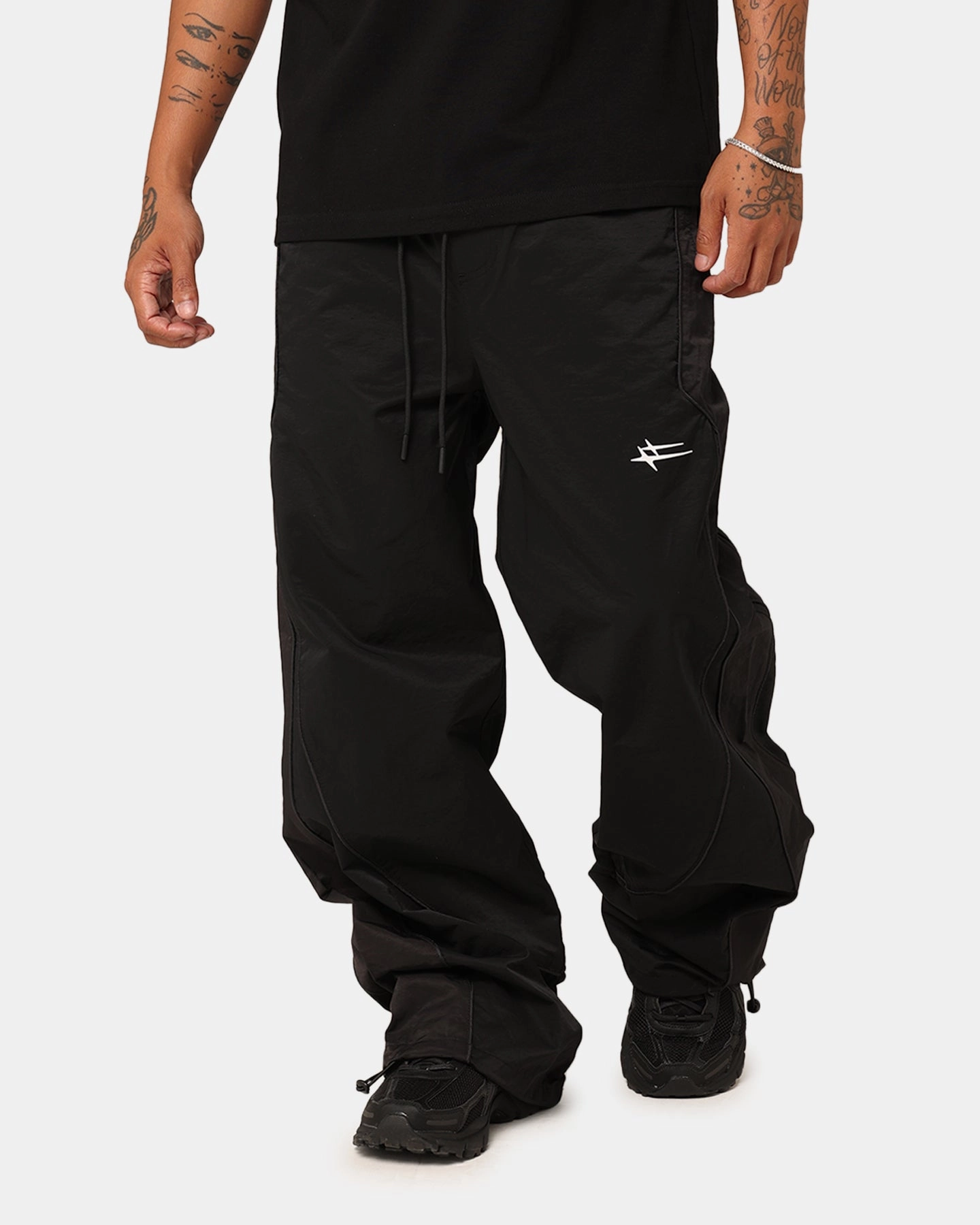 Striped Pattern Durable Waistband Loiter Alter Track Pants Black
