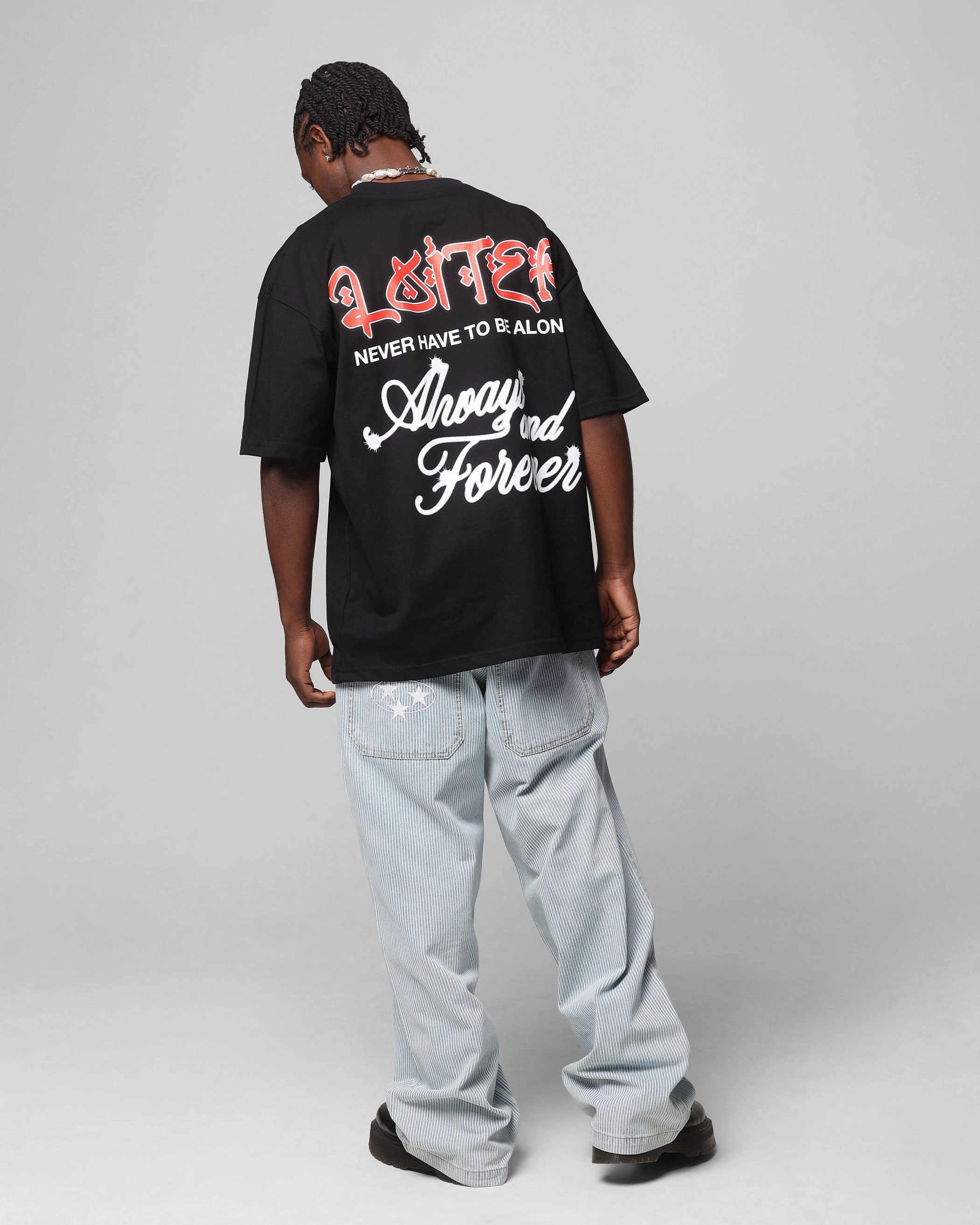 Loiter Always And Forever T-Shirt Black Soft Cotton Feel Travel Style Trend