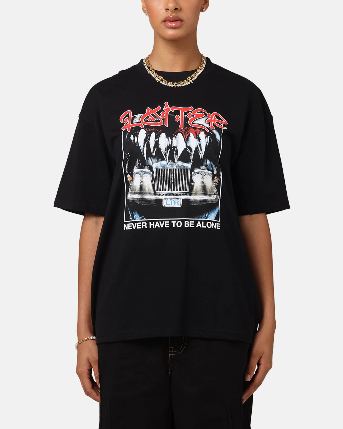 Trendy Comfort Fit Double Stitched Hem Loiter Always And Forever T-Shirt Black