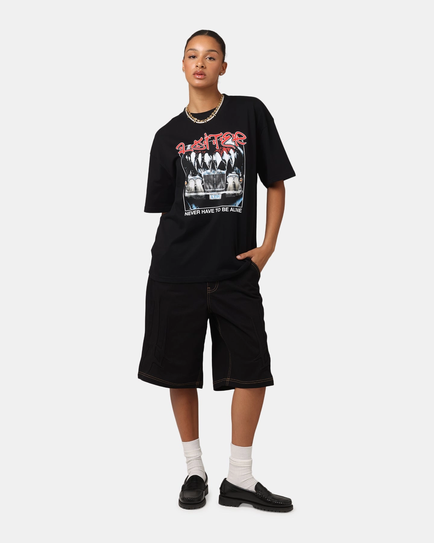 Classic Fit Timeless Style Loiter Always And Forever T-Shirt Black