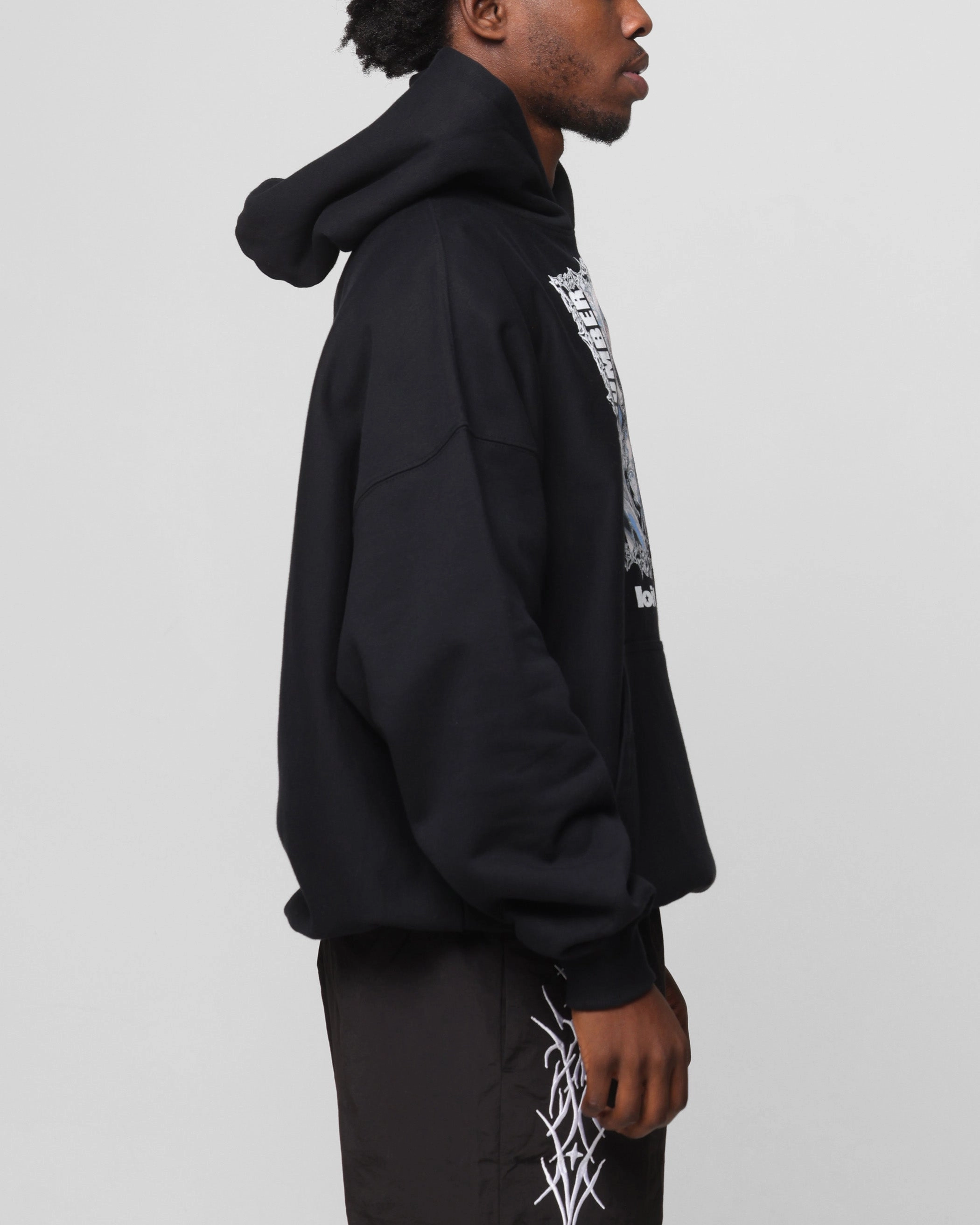 Loiter Angel Number Hoodie Black Body Mapping Technology