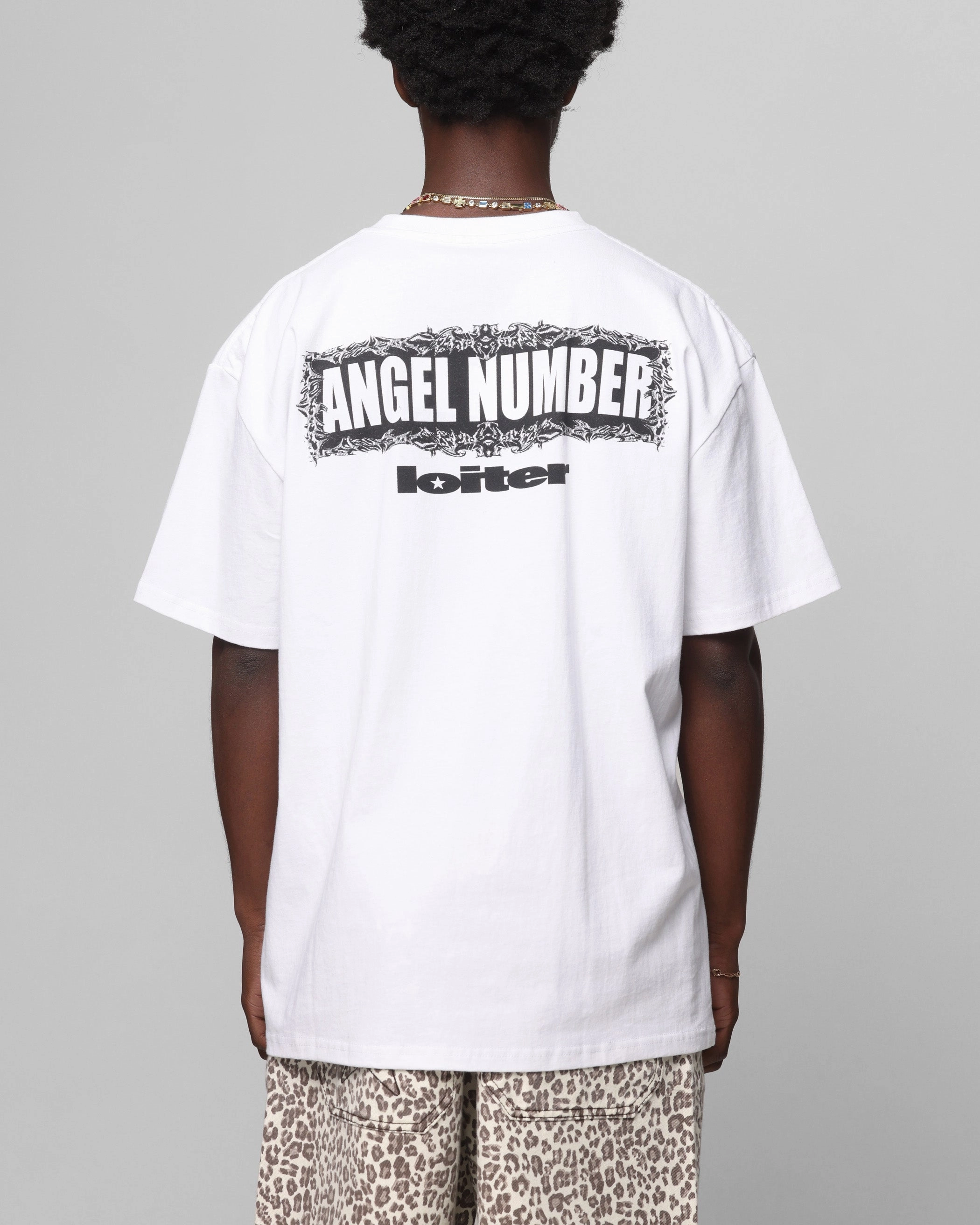 Loiter Angel Number T-Shirt White sequined details Slim Fit Design