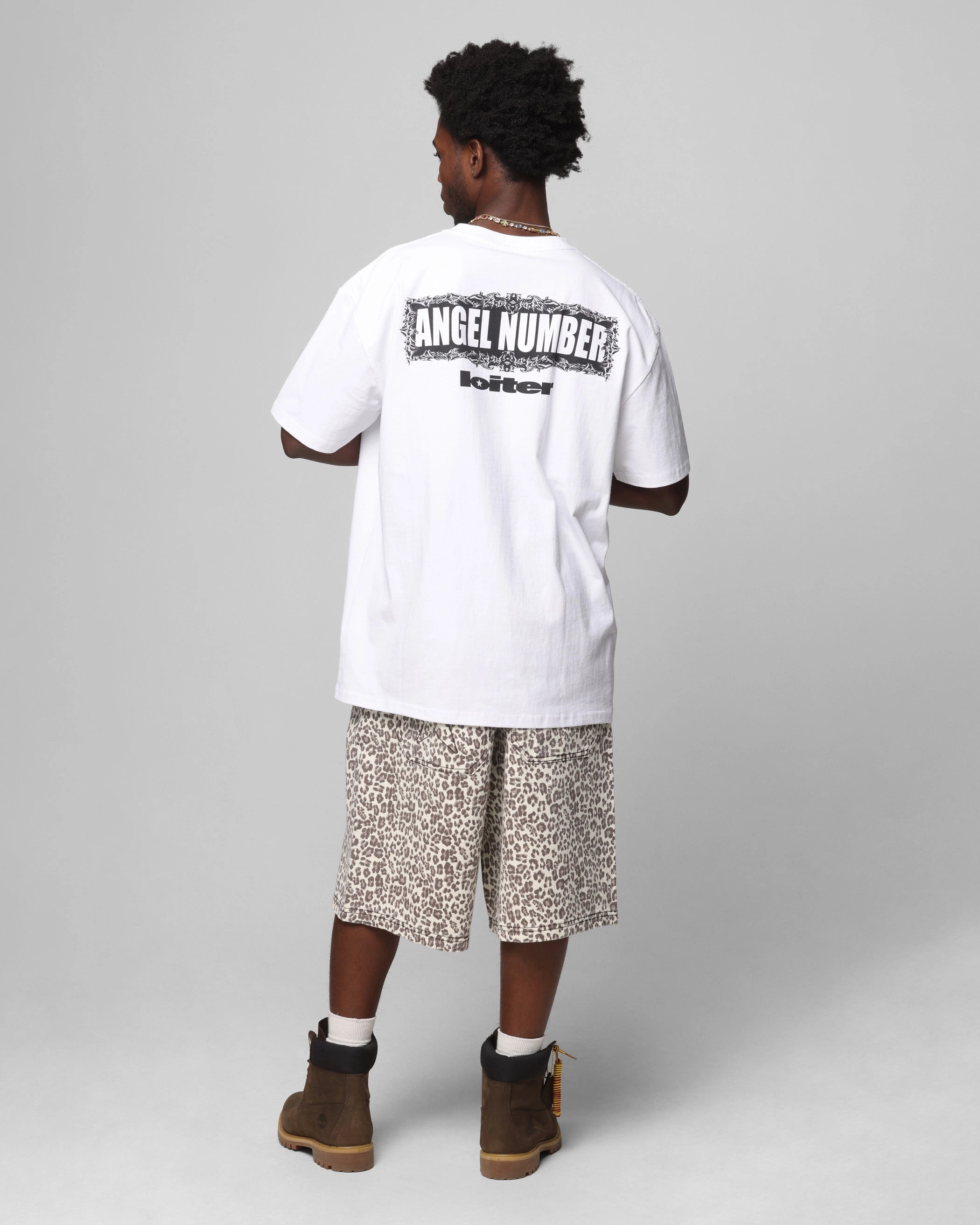 spandex blend Loiter Angel Number T-Shirt White
