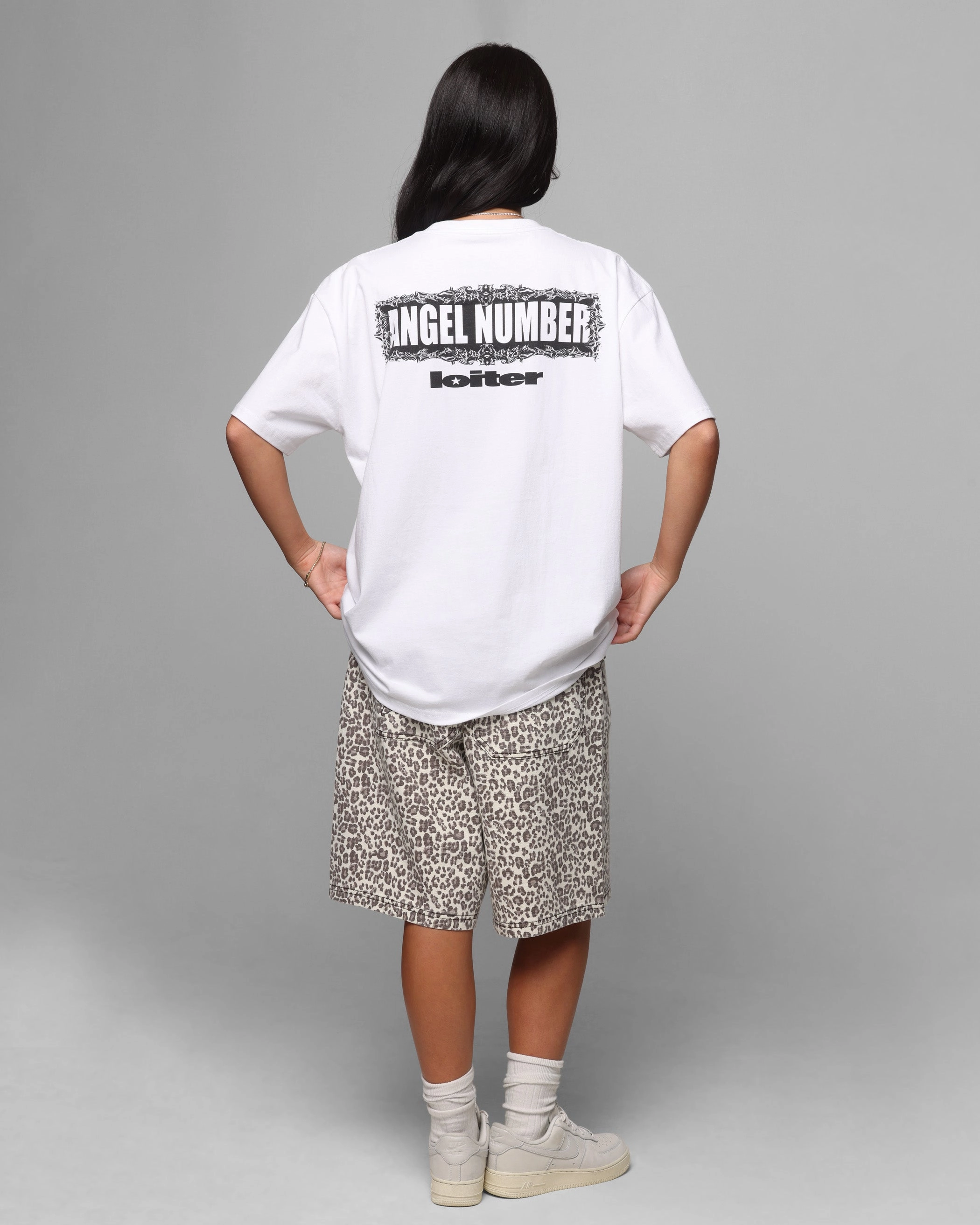 Soft Touch Texture Loiter Angel Number T-Shirt White