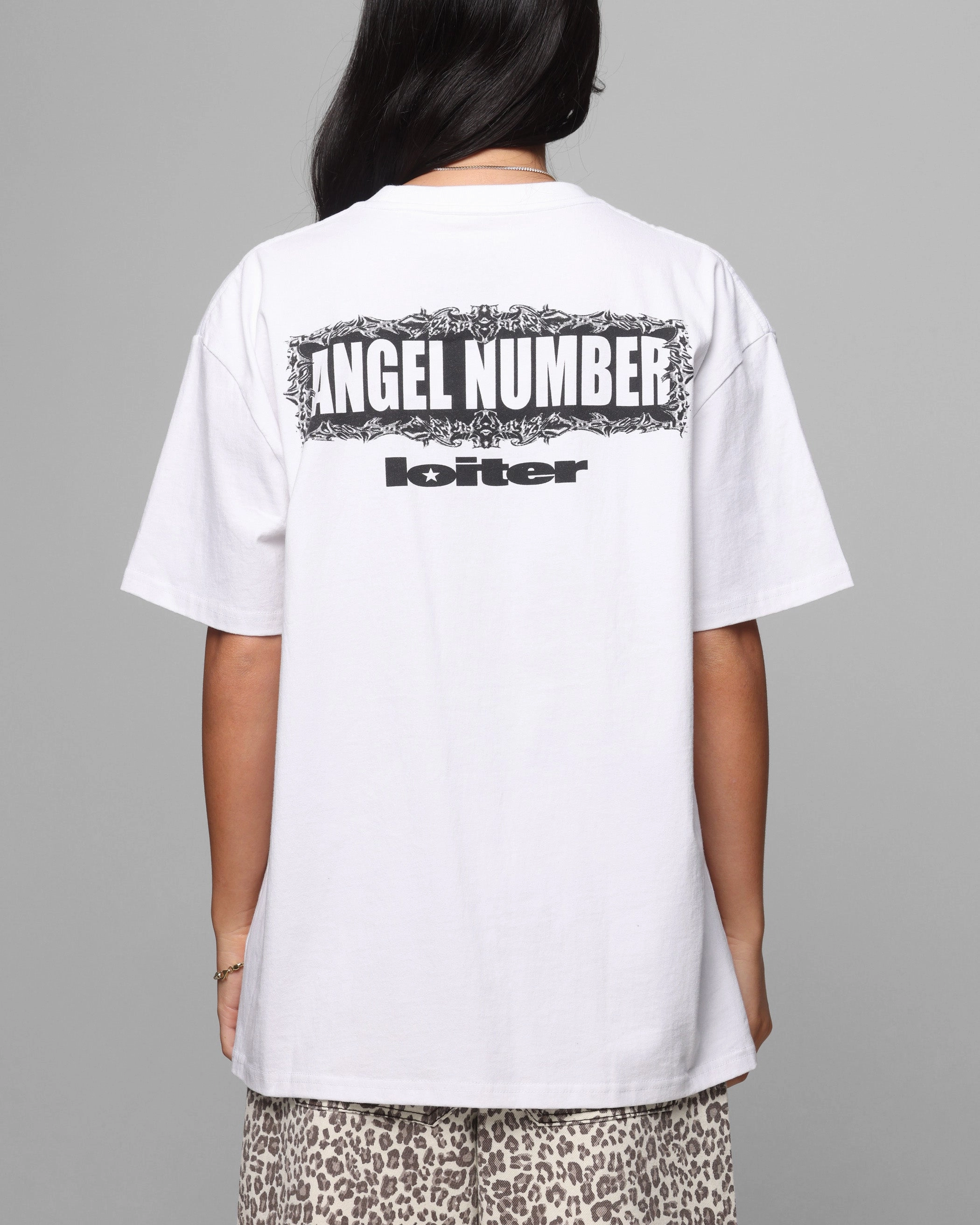 funky weekday wear Loiter Angel Number T-Shirt White