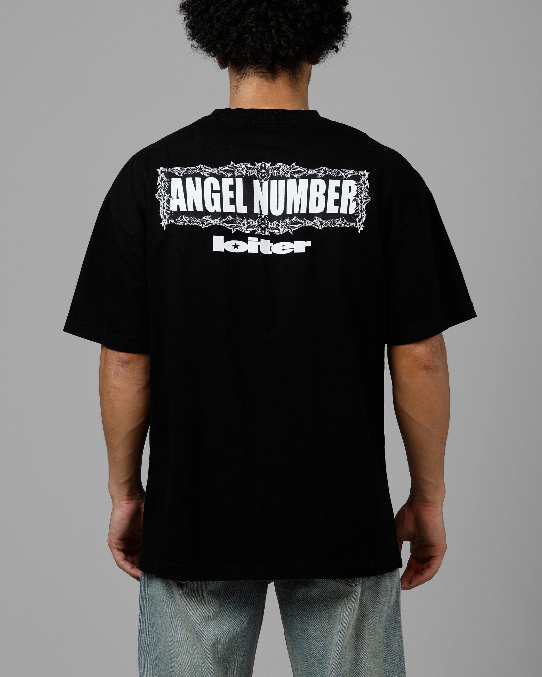 Loiter Angel Number Vintage T-Shirt Black High Quality Printing Long Lasting Color