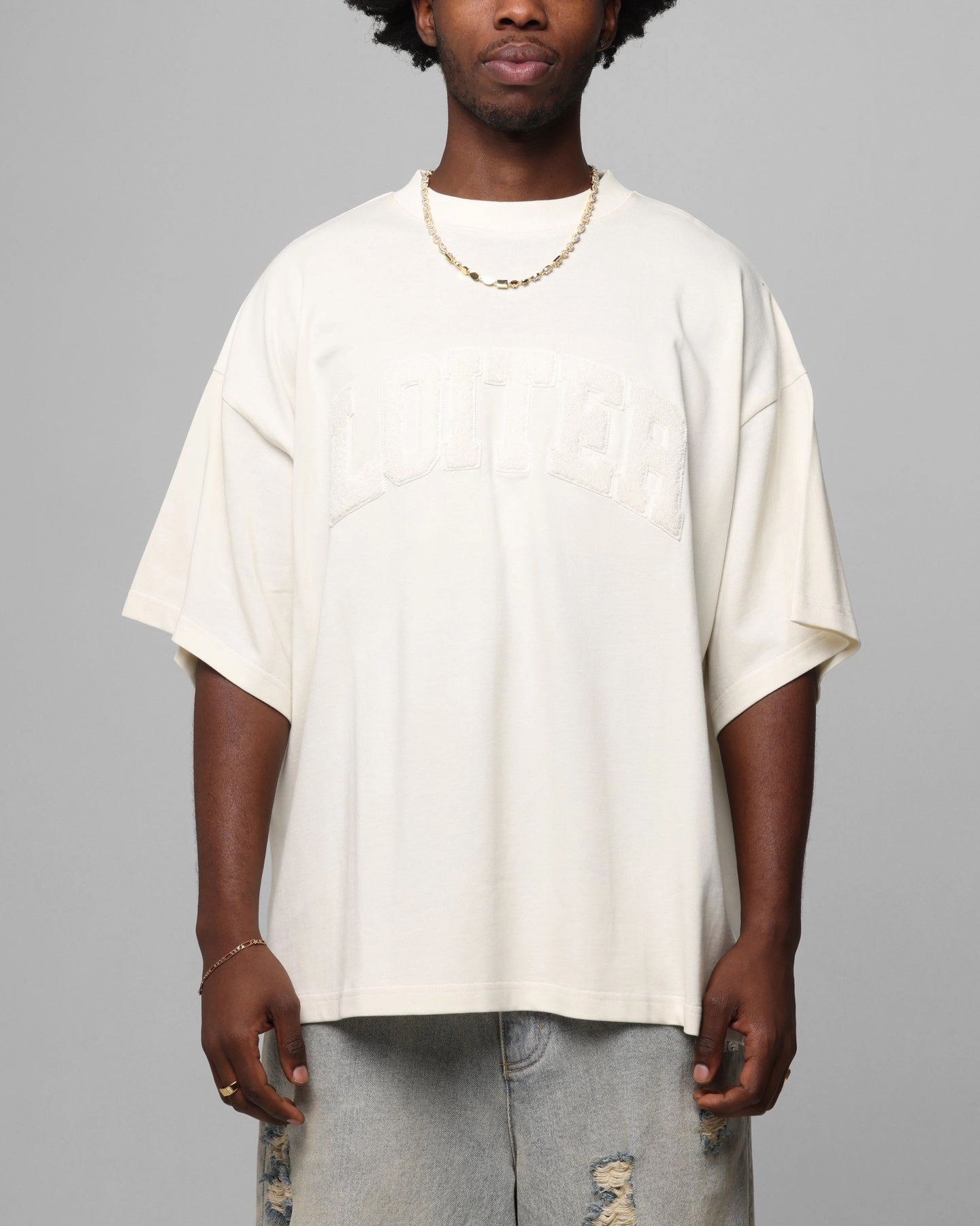Loiter Arch Premium Boxy T-Shirt Off White ColorfastFabricTech