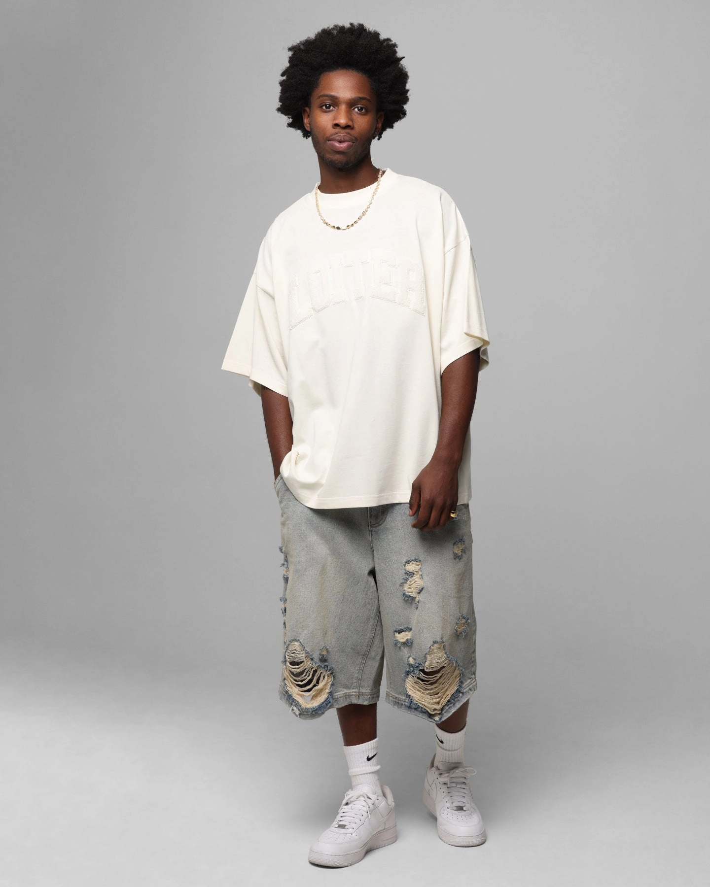 Timeless and Chic Loiter Arch Premium Boxy T-Shirt Off White