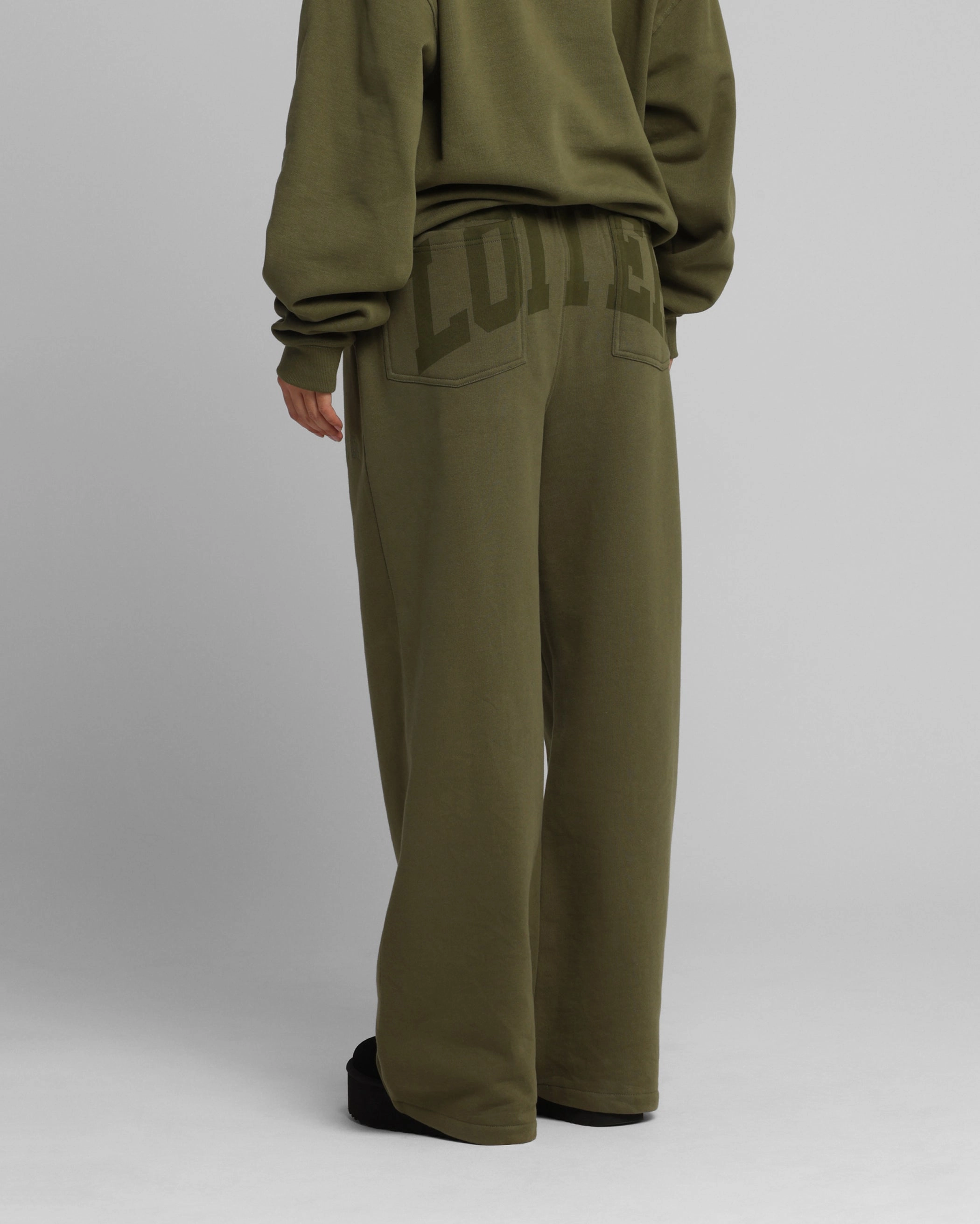 Loiter Arch Premium Sweat Pants Khaki Temperature Regulating Fabric ElasticWaist