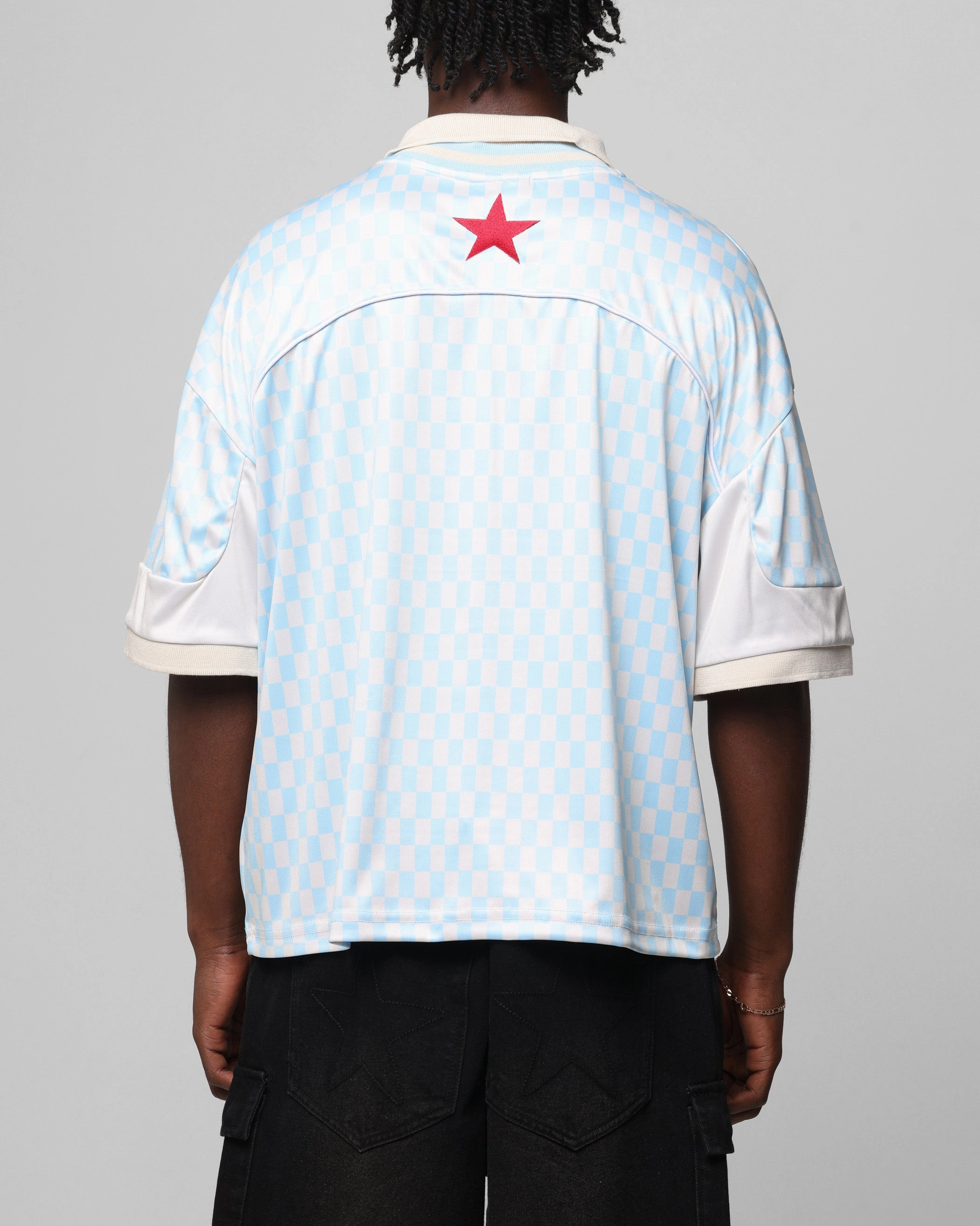 Loiter Art Studio United Jersey Blue Recycled Polyester Blend Laser Cut Edge
