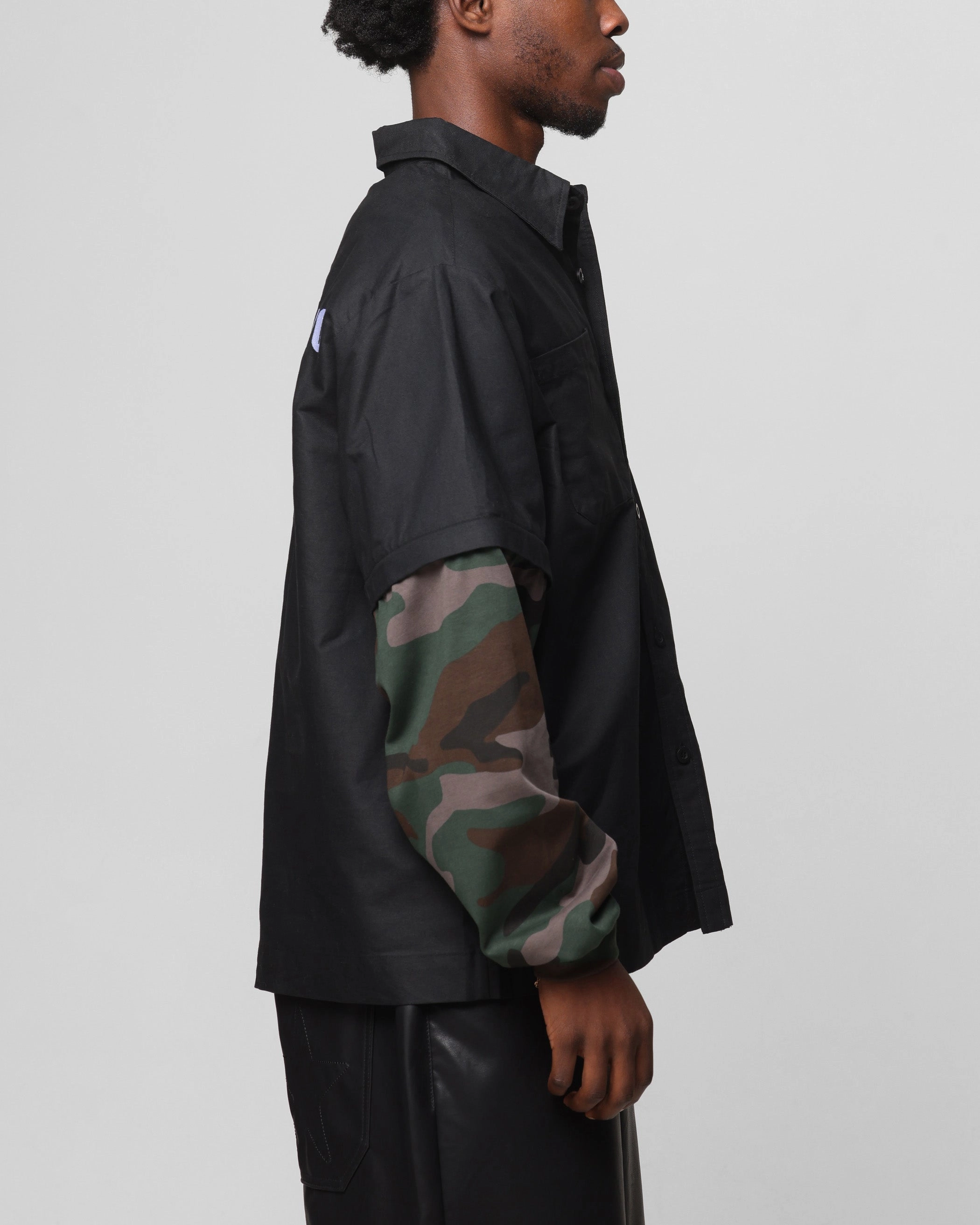 Button Down Design Loiter Art Studio Work Shirt Black/Camo