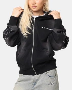 Loiter Atmosphere Full Zip Hoodie Vintage Black Trendy Jacket Design Stock