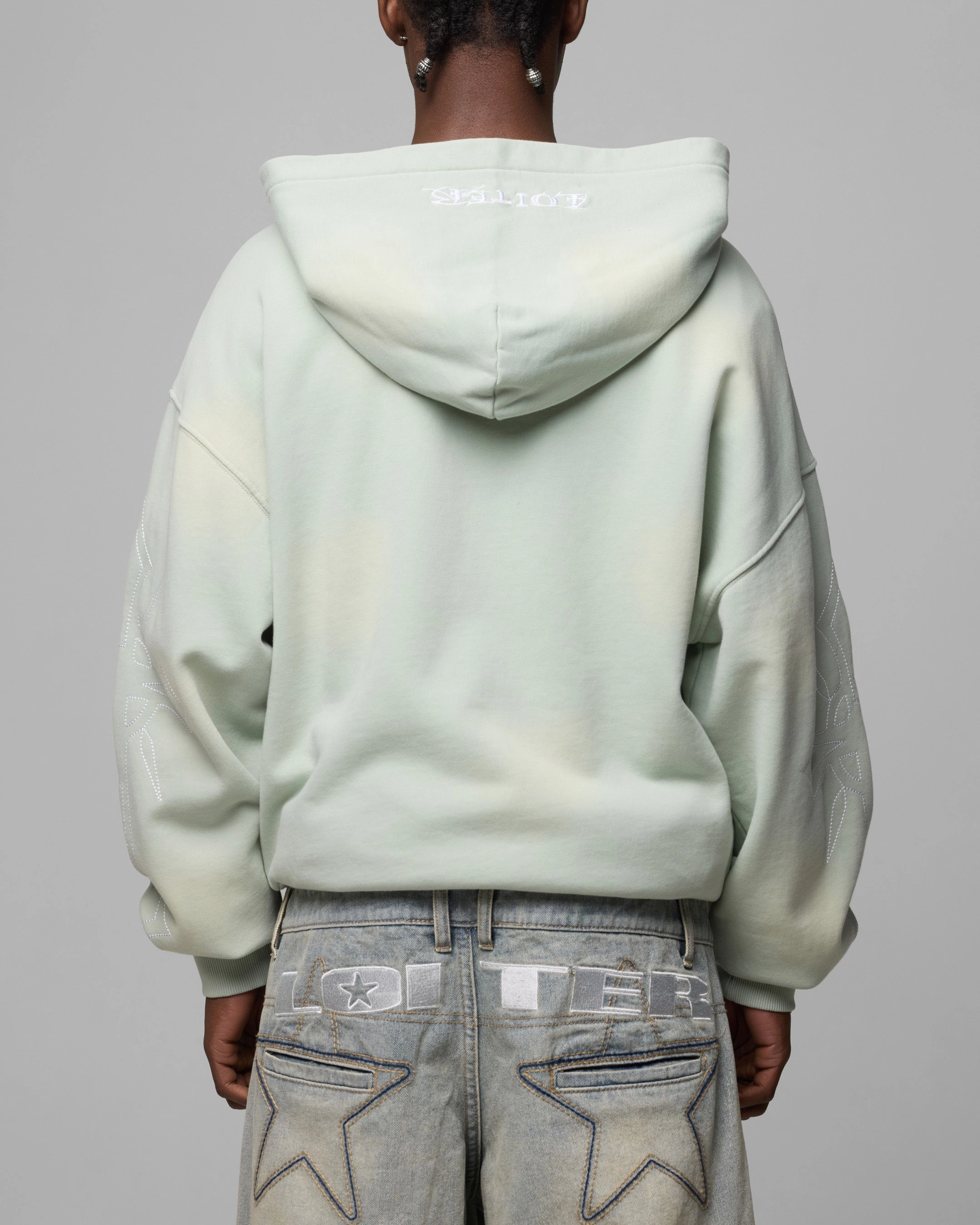 Loiter Atmosphere Full Zip Hoodie Washed Green Declare