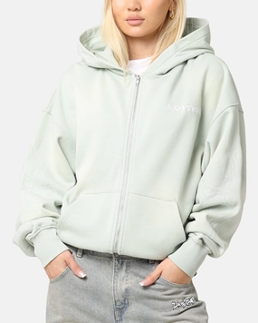 Flexible Shell Brown Loiter Atmosphere Full Zip Hoodie Washed Green