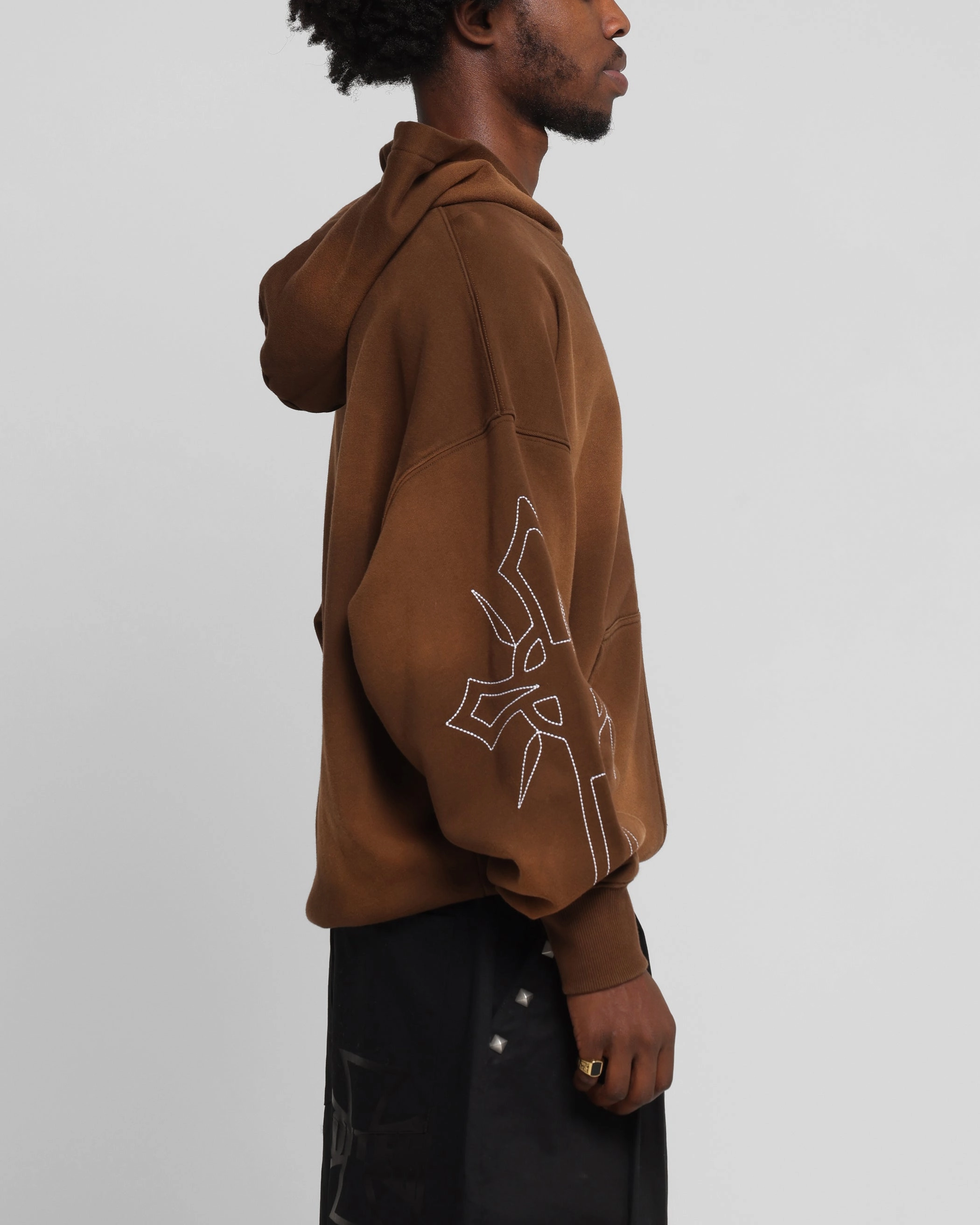 Loiter Atmosphere Zip Hoodie Vintage Brown Detachable Hood