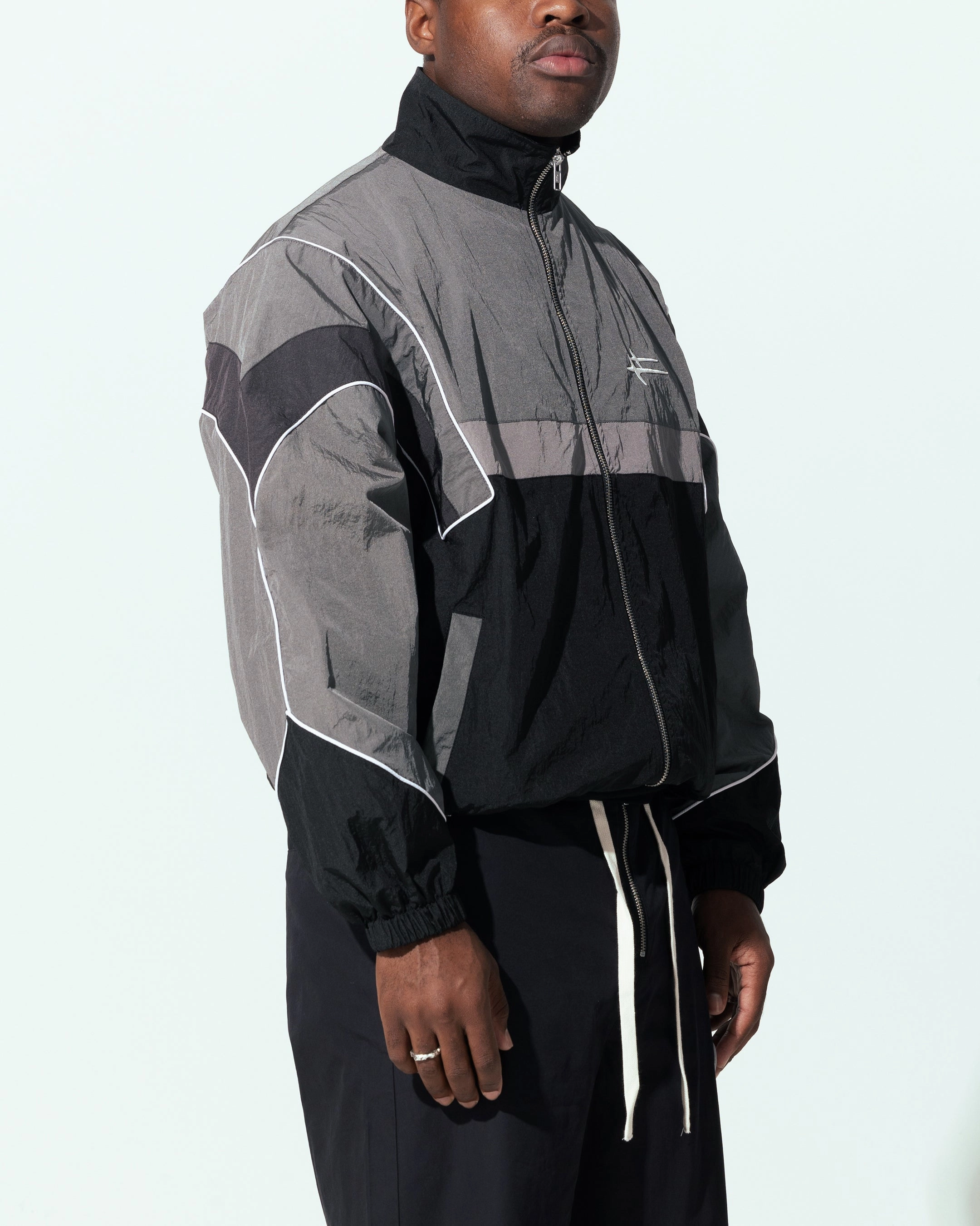Reinforced Shoulder Panels Hand washable Loiter Axel Track Jacket Black/Grey