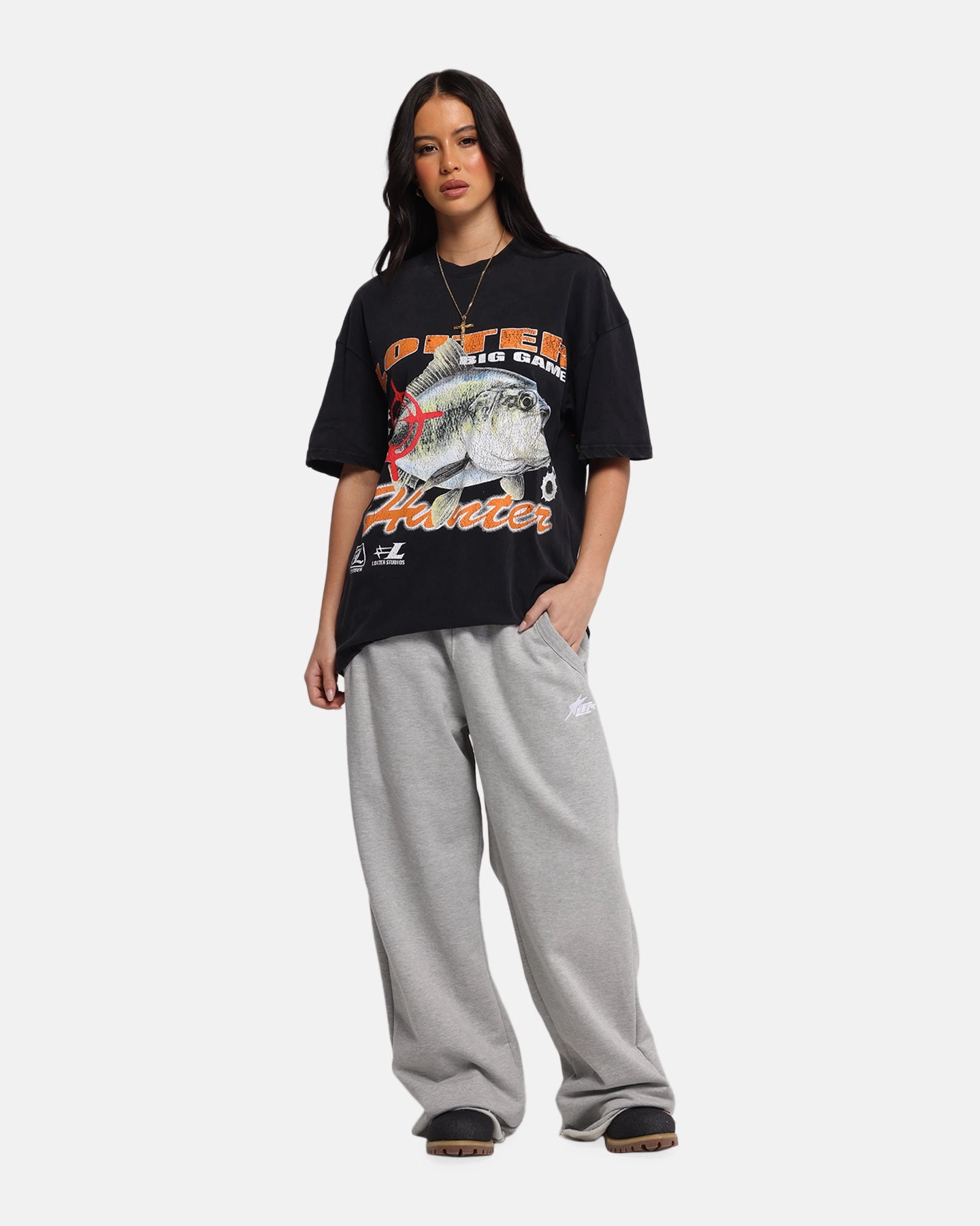 Loiter Big Game T-Shirt Black Acidwash Classic Outfit Style Timeless Comfort Wear