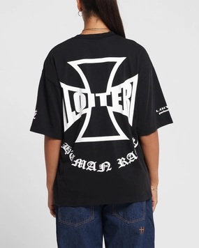 Loiter Biker Vintage T-Shirt Vintage Black polo neck Collared