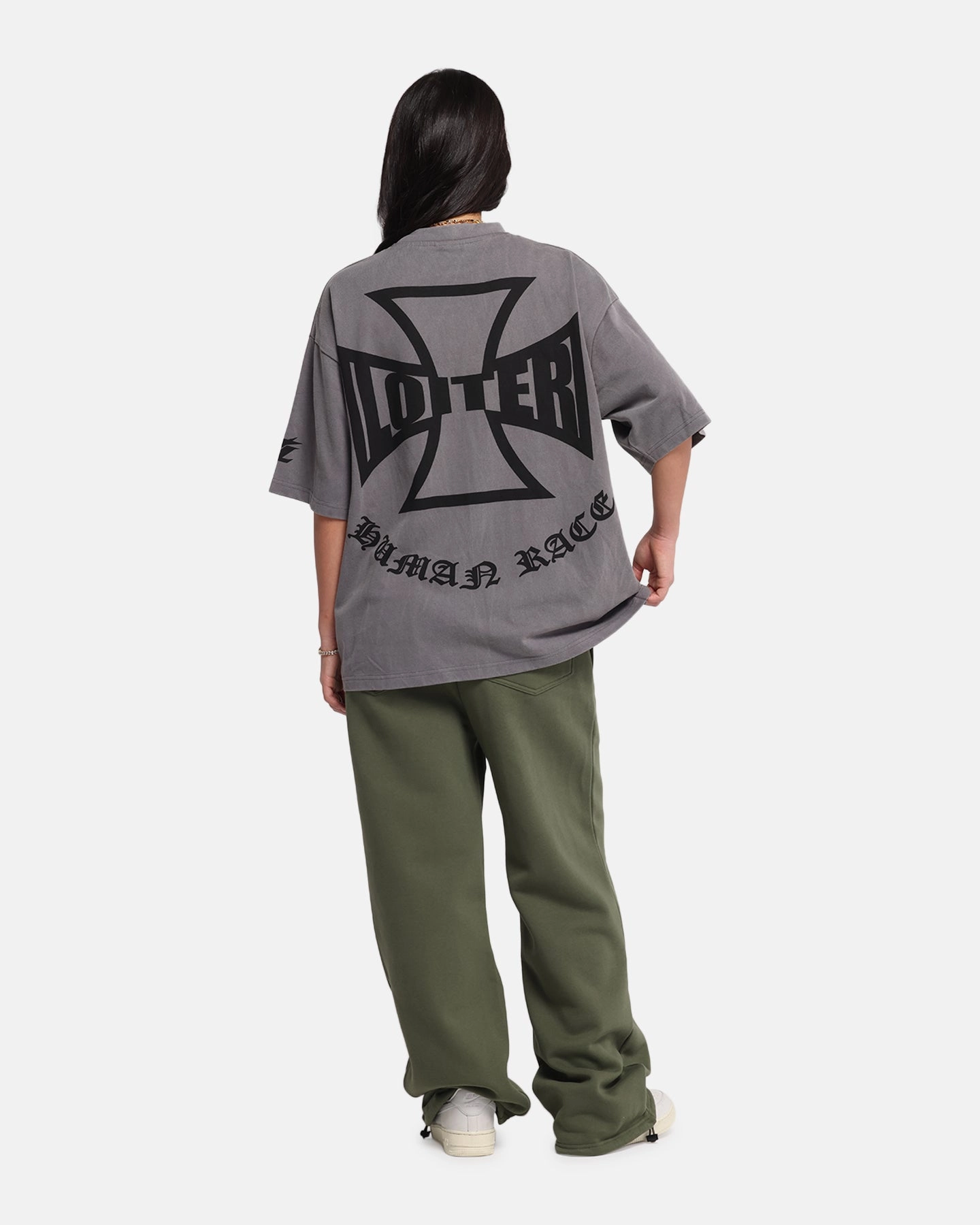 Durable Color Retention Loiter Biker Vintage T-Shirt Vintage Charcoal