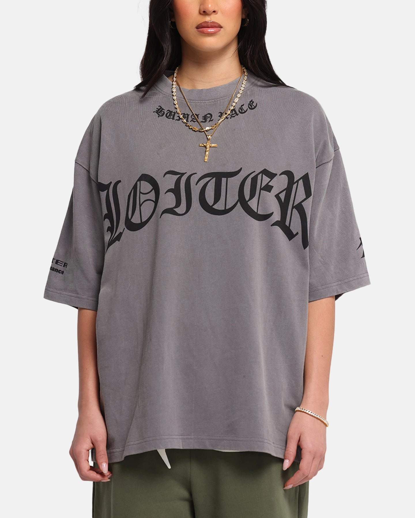 Simple and Light Loiter Biker Vintage T-Shirt Vintage Charcoal