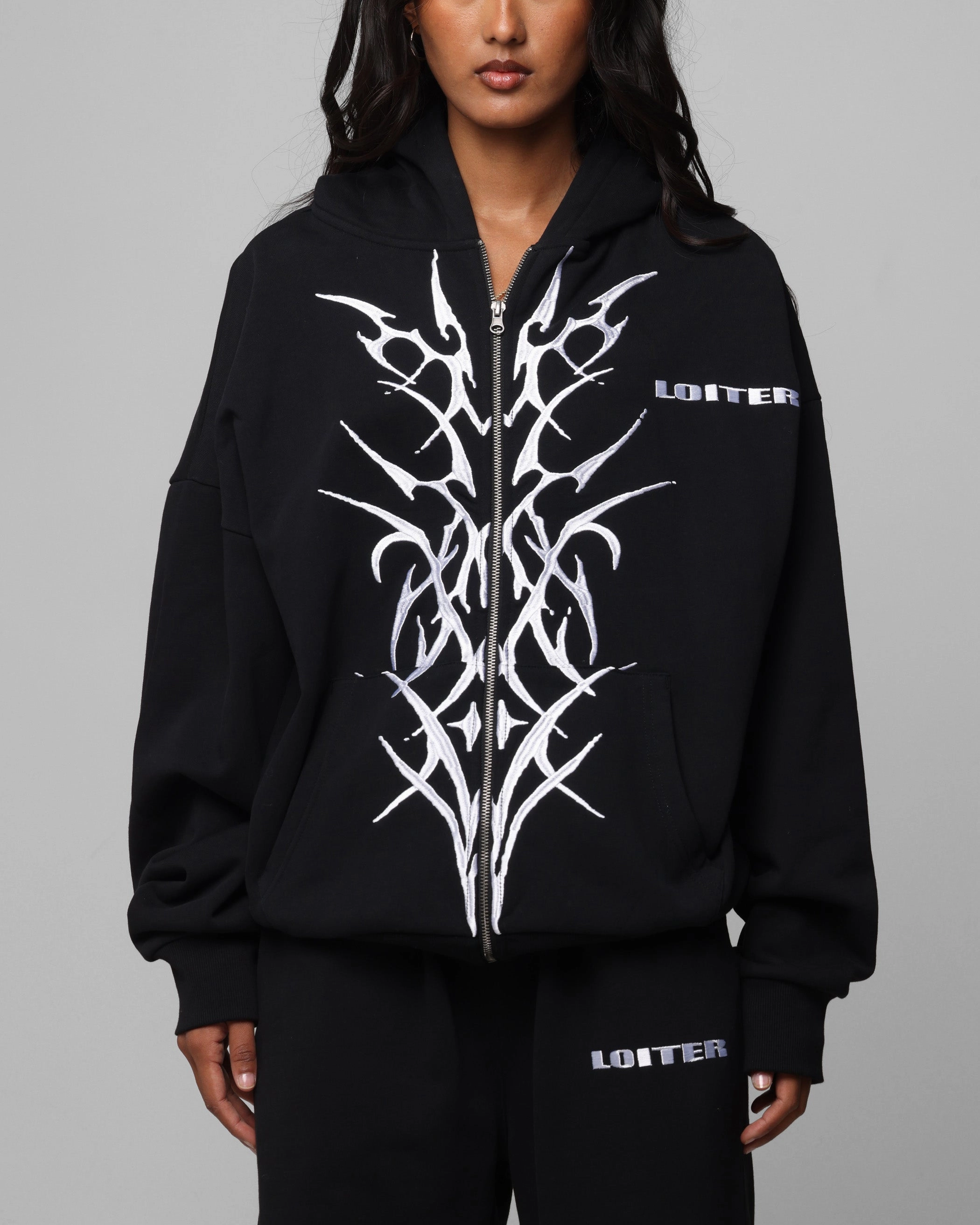 Lightweight Waterproof Abrasion resistant Loiter Blood Born Zip Hoodie Black
