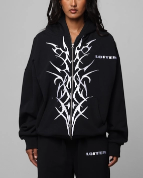 Lightweight Waterproof Abrasion resistant Loiter Blood Born Zip Hoodie Black