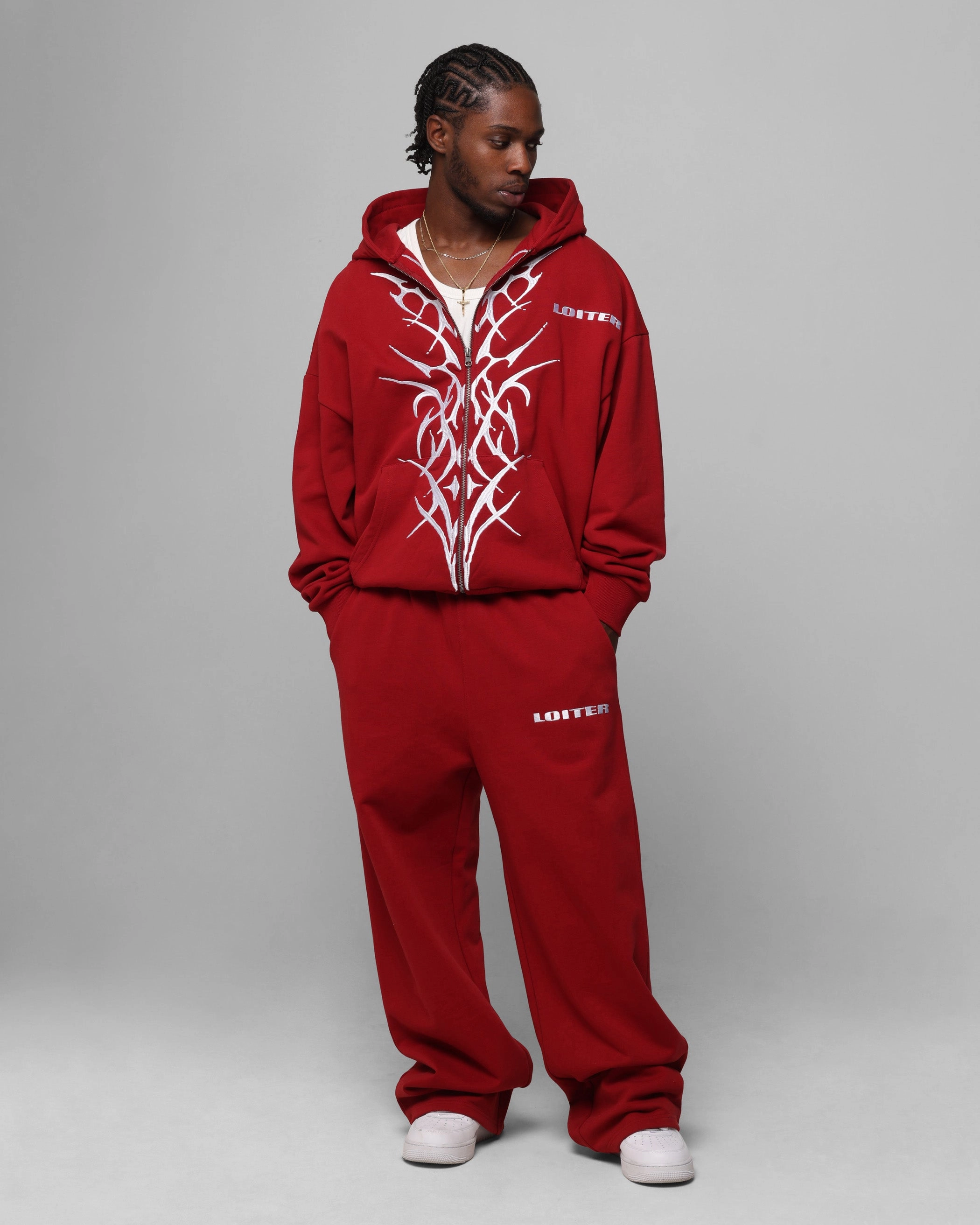 Prospect Loiter Blood Born Zip Hoodie Burgandy