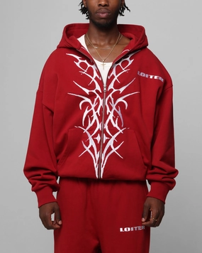 Swim suitable for school days Loiter Blood Born Zip Hoodie Burgandy