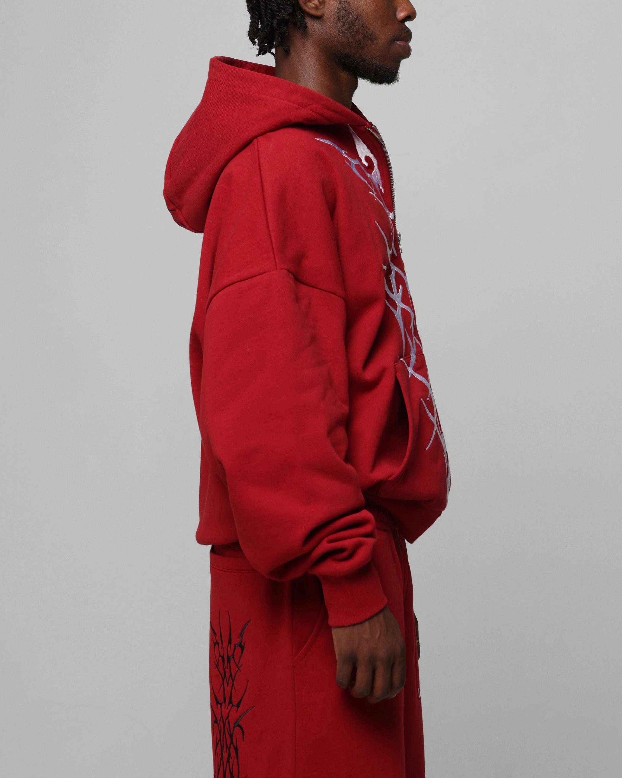 Weekend Ready Stretch Enhanced Mobility Loiter Blood Born Zip Hoodie Burgandy