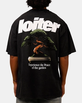 Moisture Wicking Technology Loiter Bonsai T-Shirt Black Acidwash