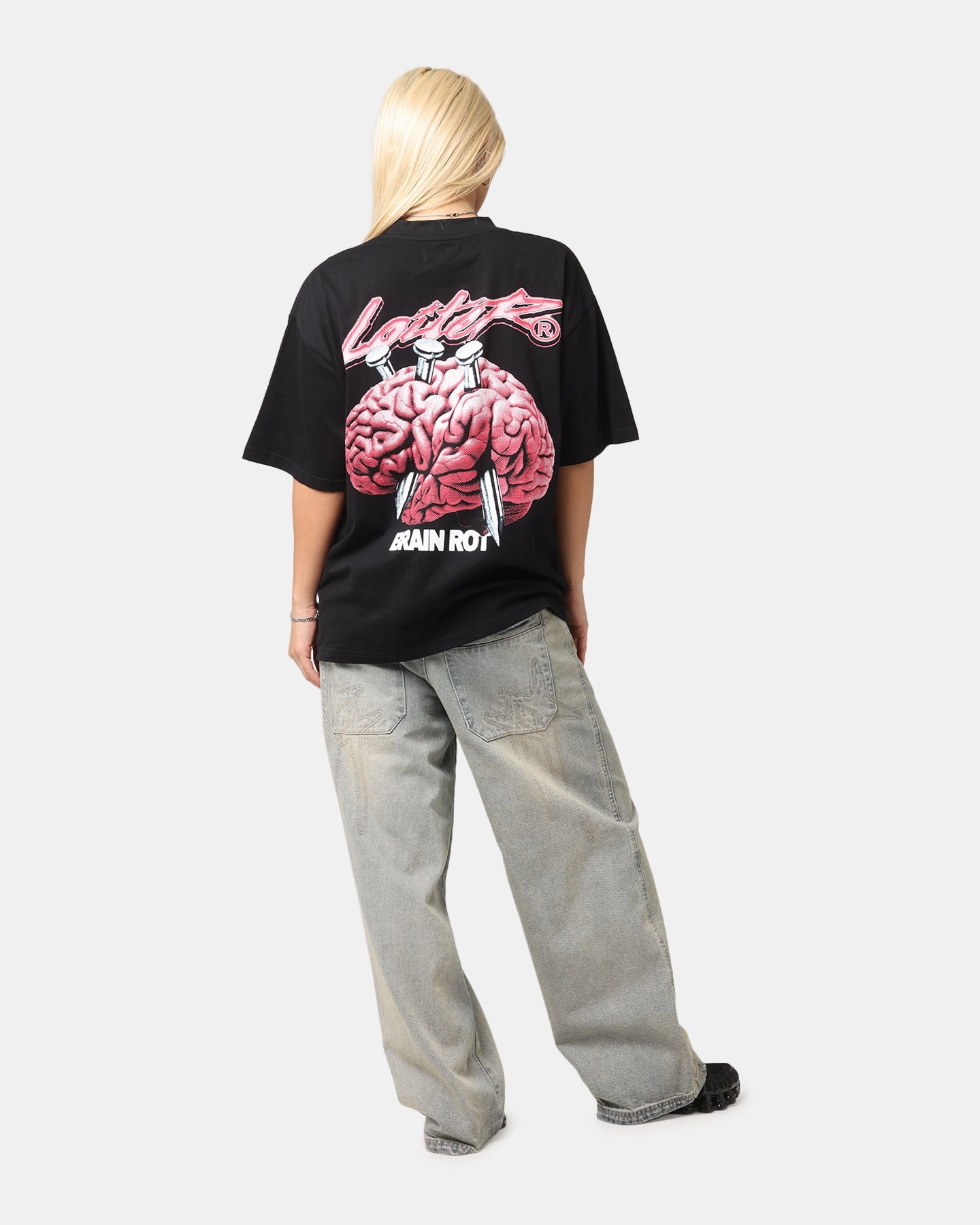 Loiter Brain Rot Vintage T-Shirt Black Eco Certified Textile