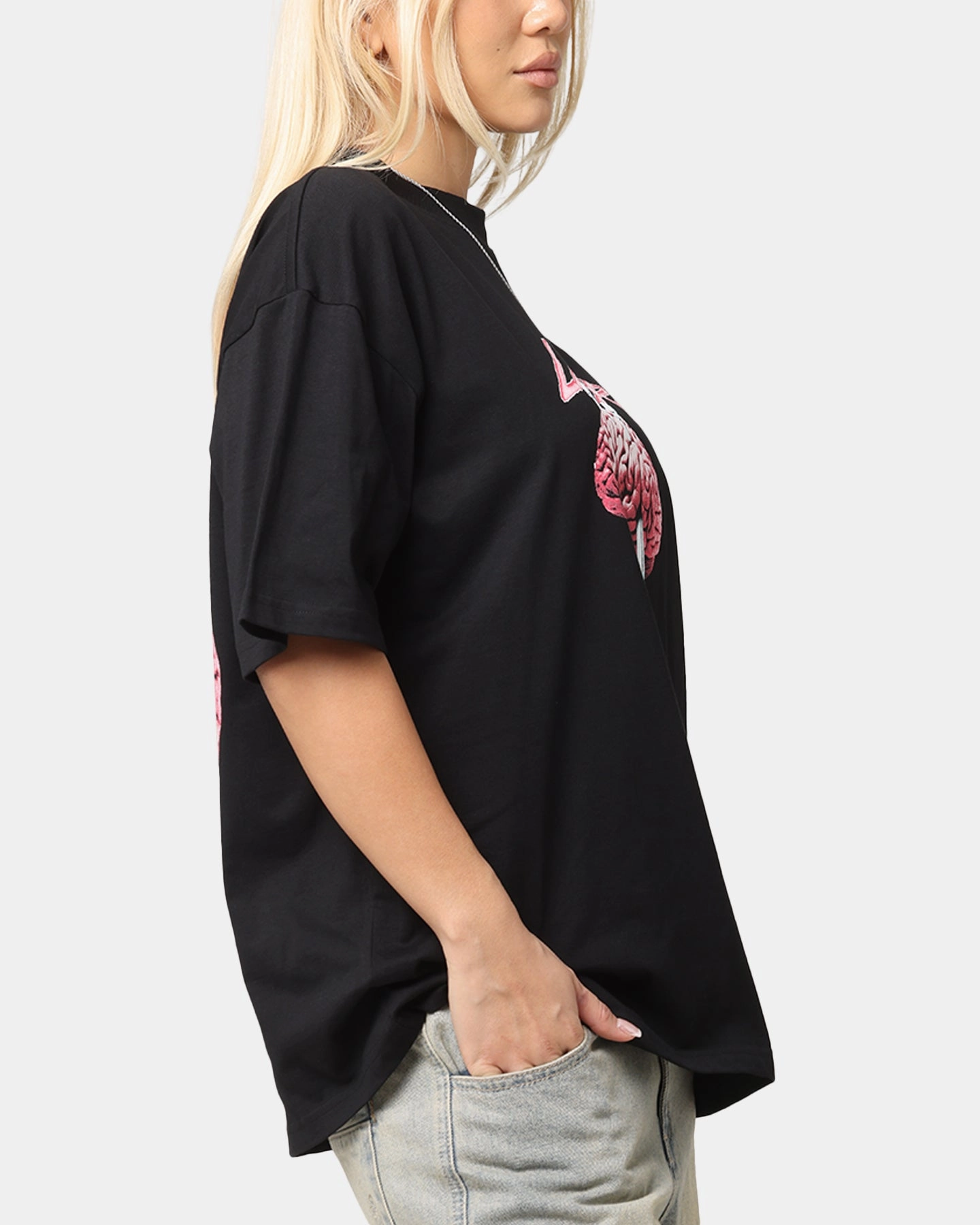 Loiter Brain Rot Vintage T-Shirt Black Soft and Cozy Classic Crew Neck