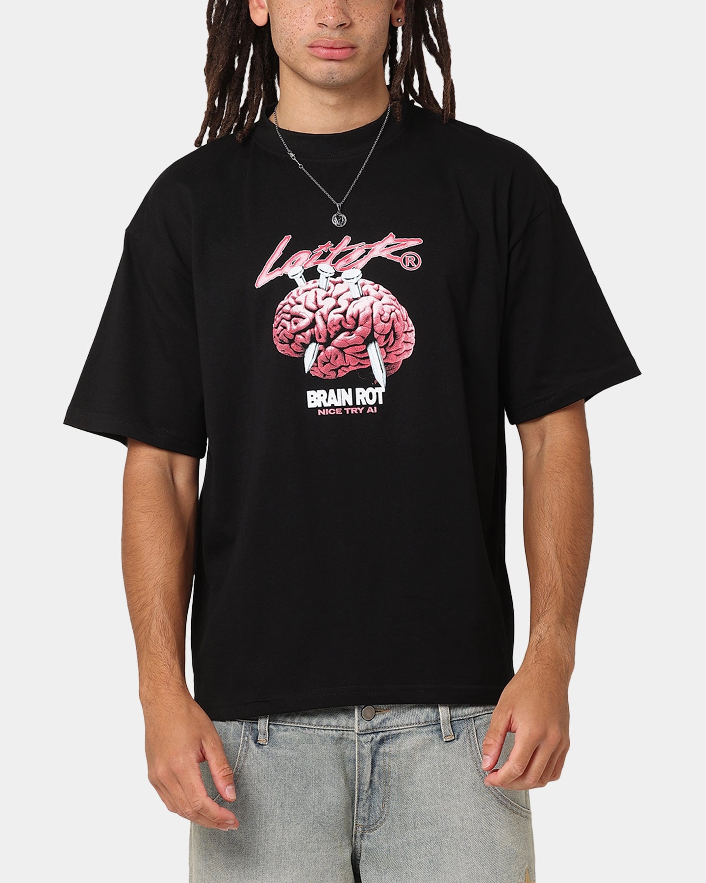 Layered Look Wear Outdoor Gear Loiter Brain Rot Vintage T-Shirt Black