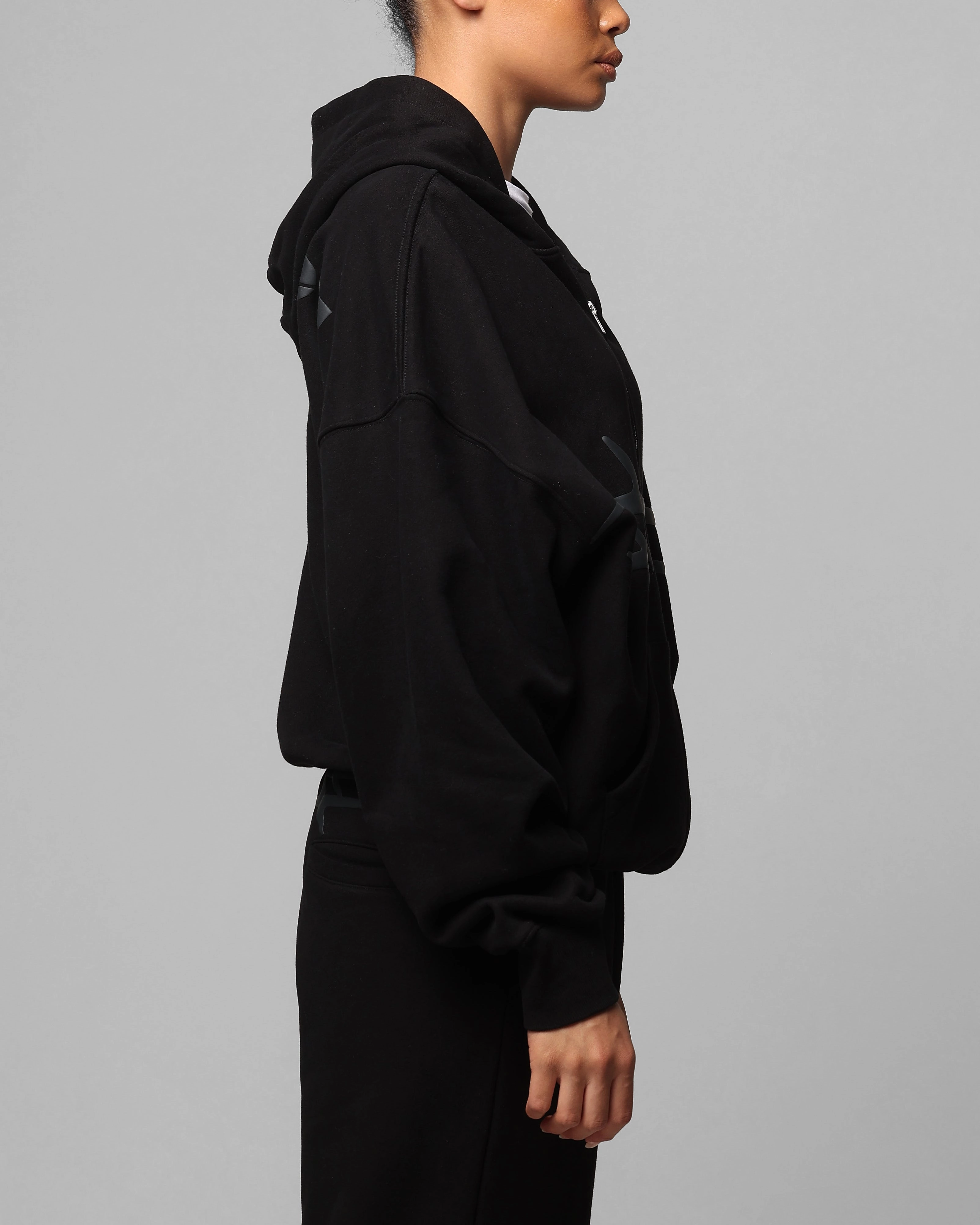 Loiter Celestial Full Zip Hoodie Black Roll Taped Zippers