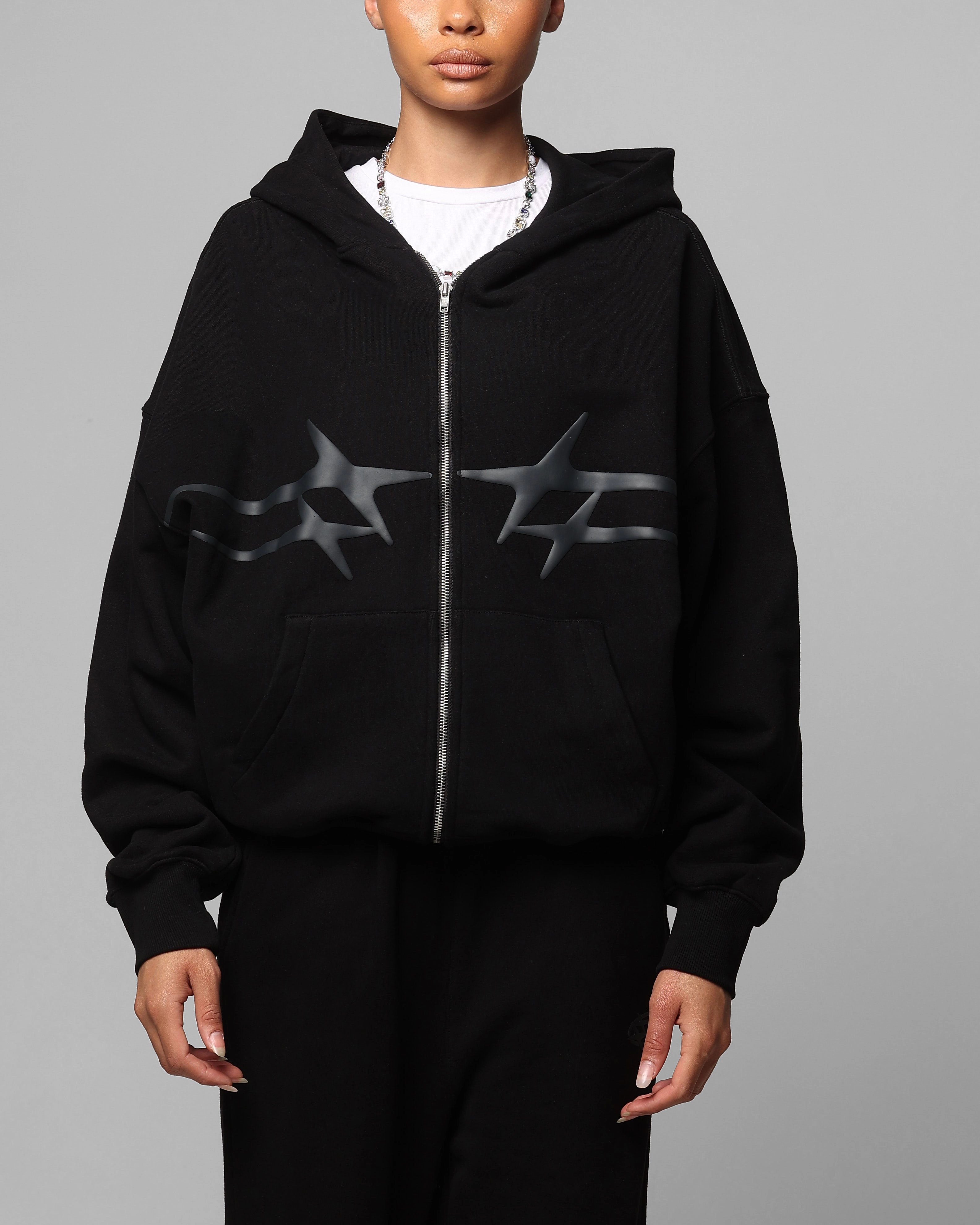 Loiter Celestial Full Zip Hoodie Black monochromatic