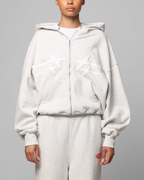 Loiter Celestial Full Zip Hoodie Light Grey Marl Mousse All Day Use