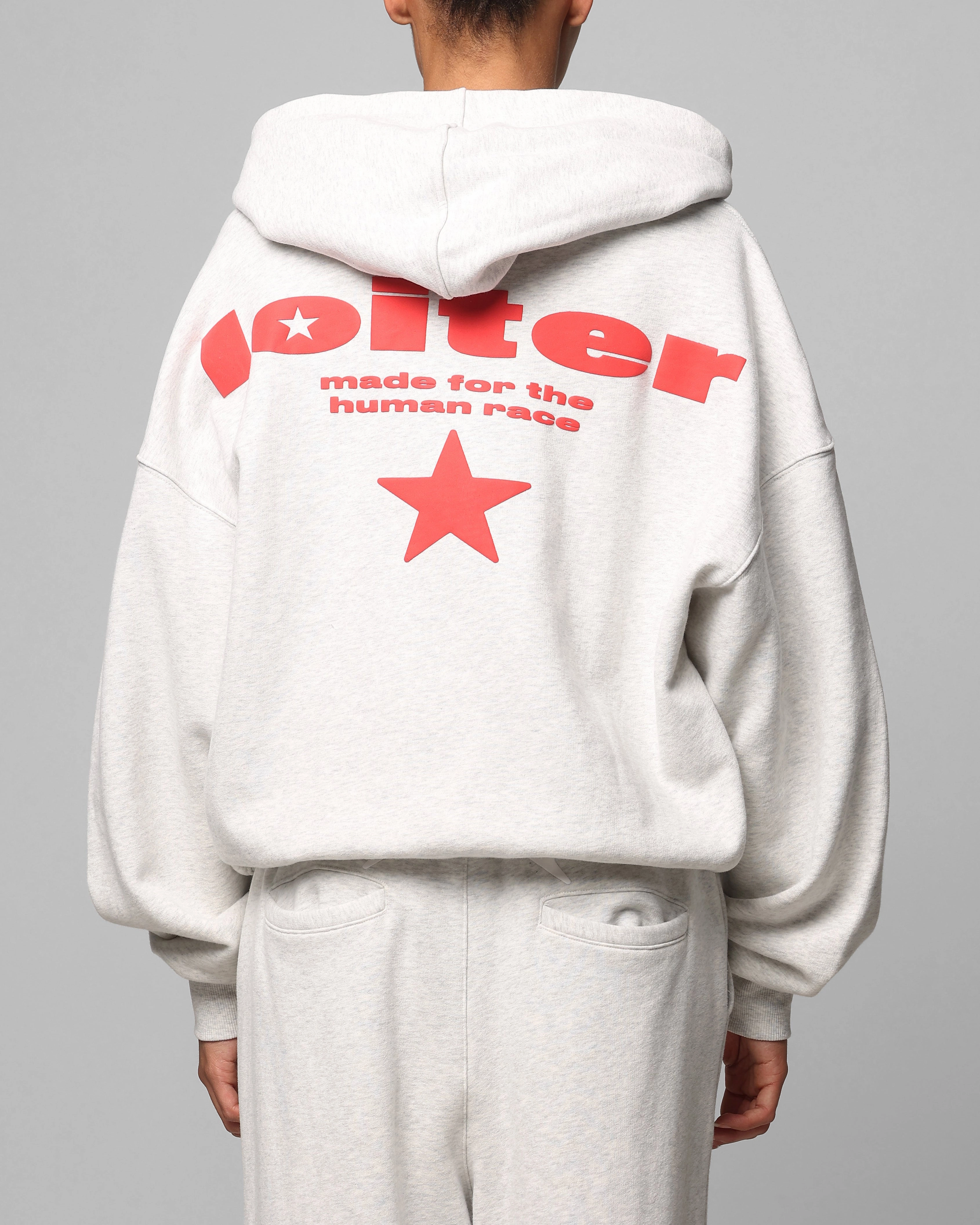Hairspray Loiter Celestial Full Zip Hoodie Light Grey Marl