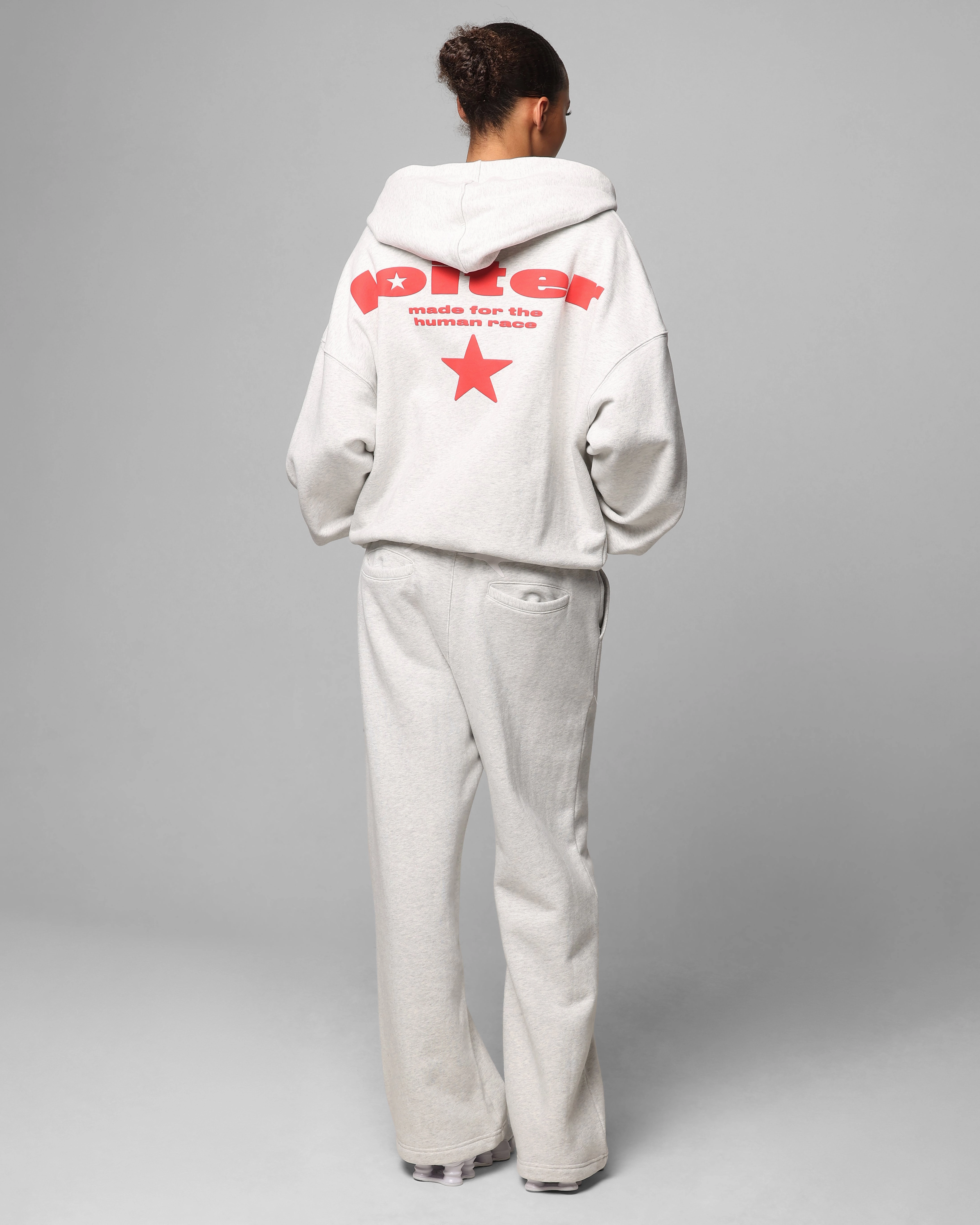 Loiter Celestial Full Zip Hoodie Light Grey Marl Winter Outer Layer Water Resistant Fabric