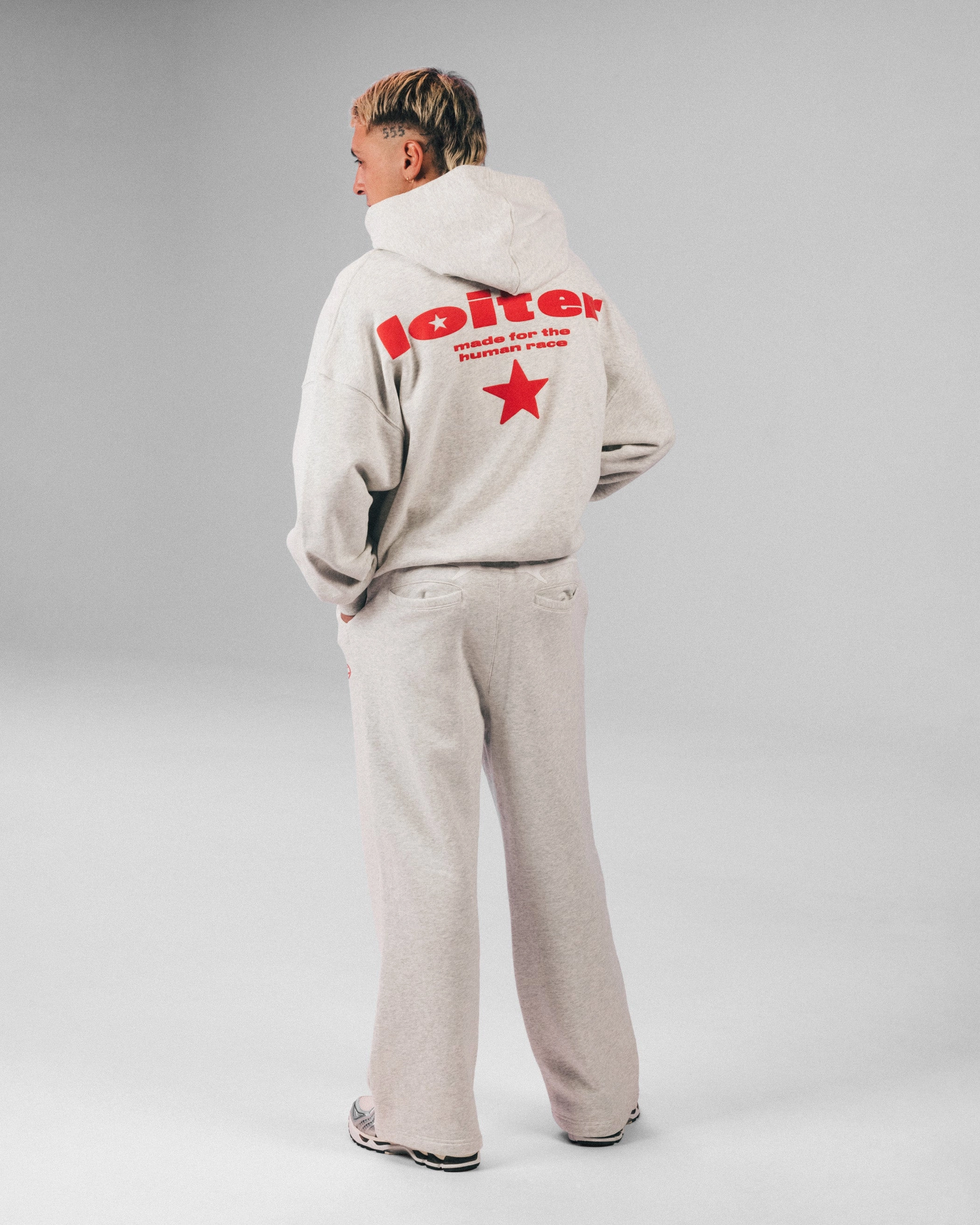 Loiter Celestial Full Zip Hoodie Light Grey Marl Layer Option Sanction