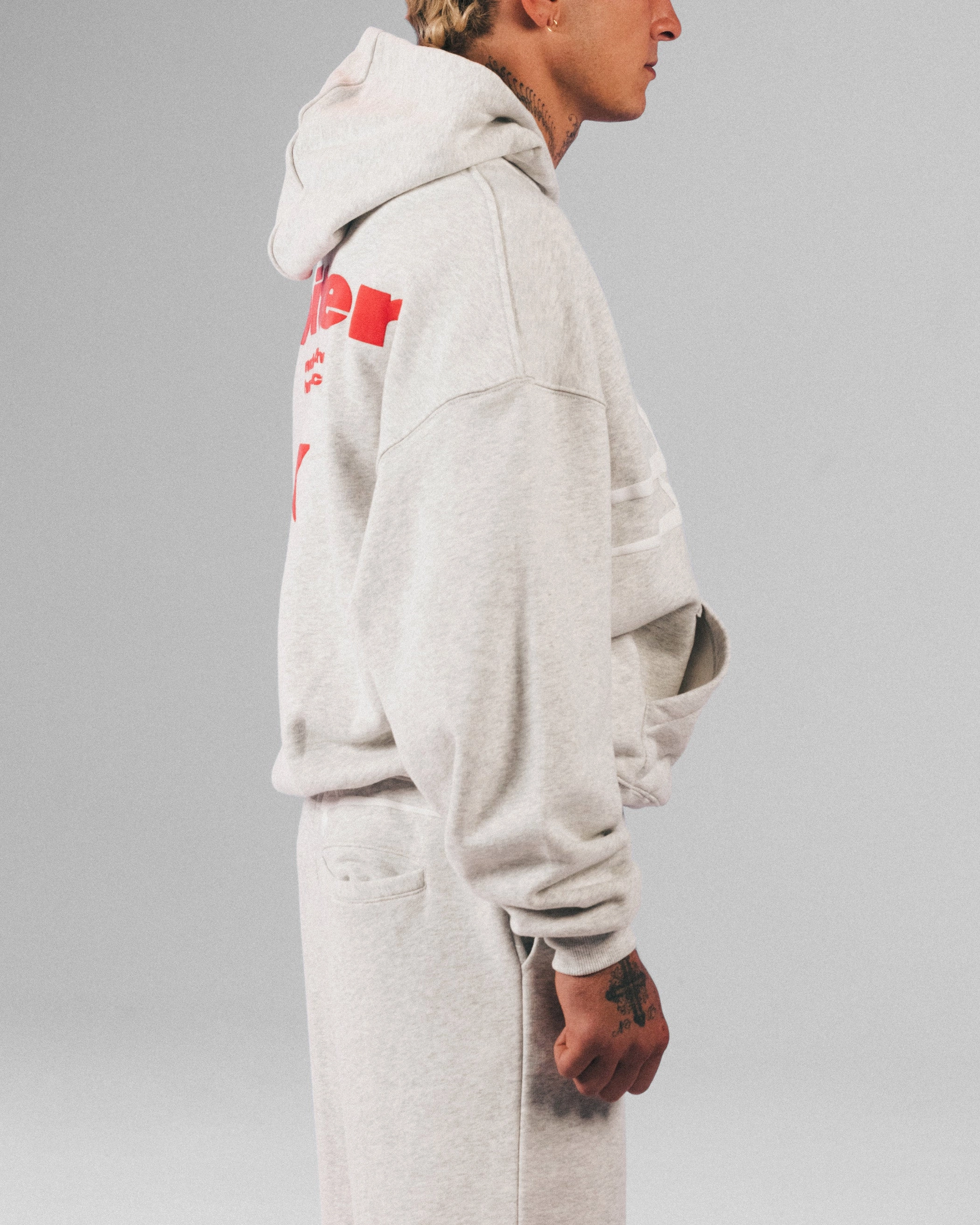 Loiter Celestial Full Zip Hoodie Light Grey Marl Engage