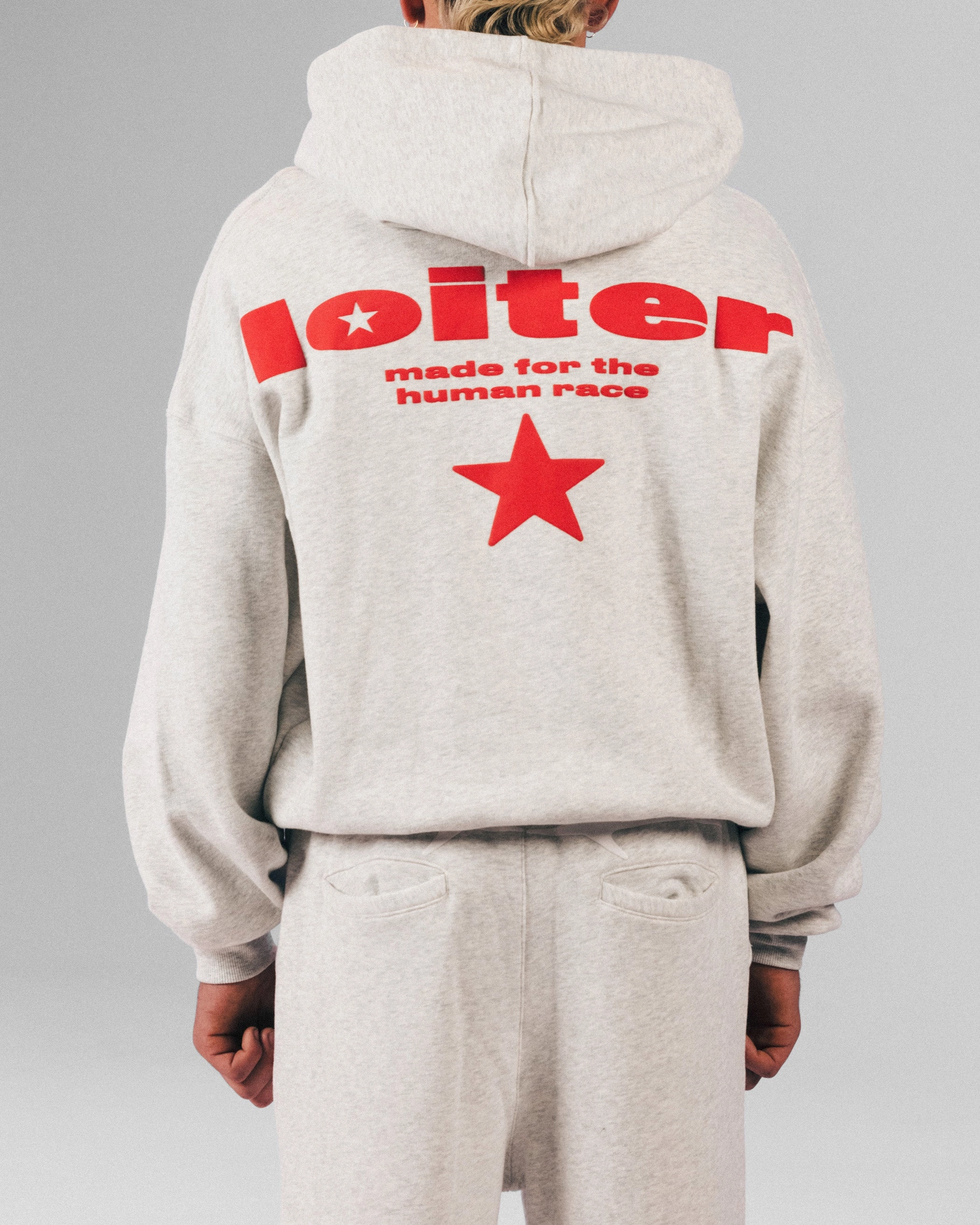 Loiter Celestial Full Zip Hoodie Light Grey Marl Project firefighters