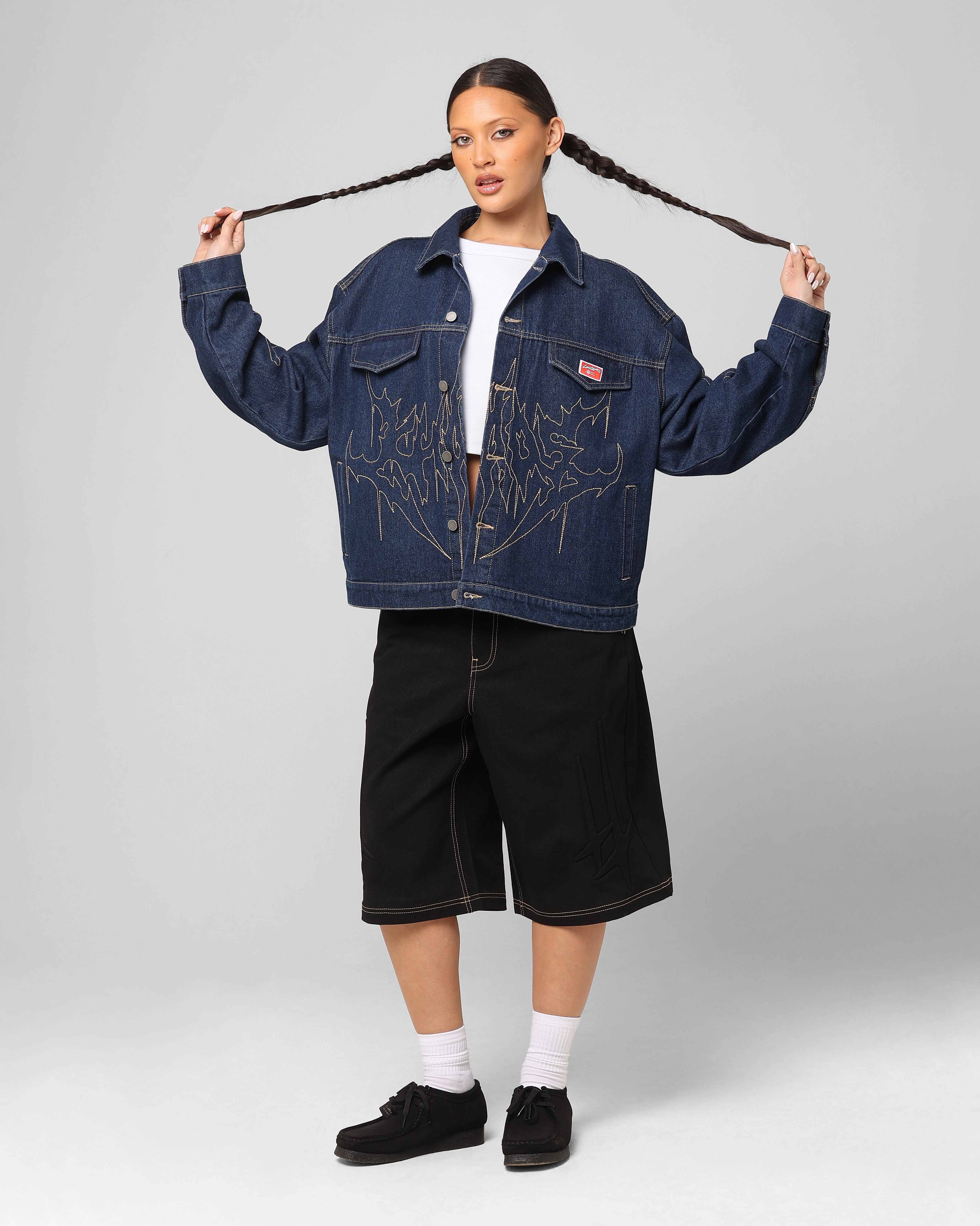 Loiter Chaos Denim Jacket Indigo clean design
